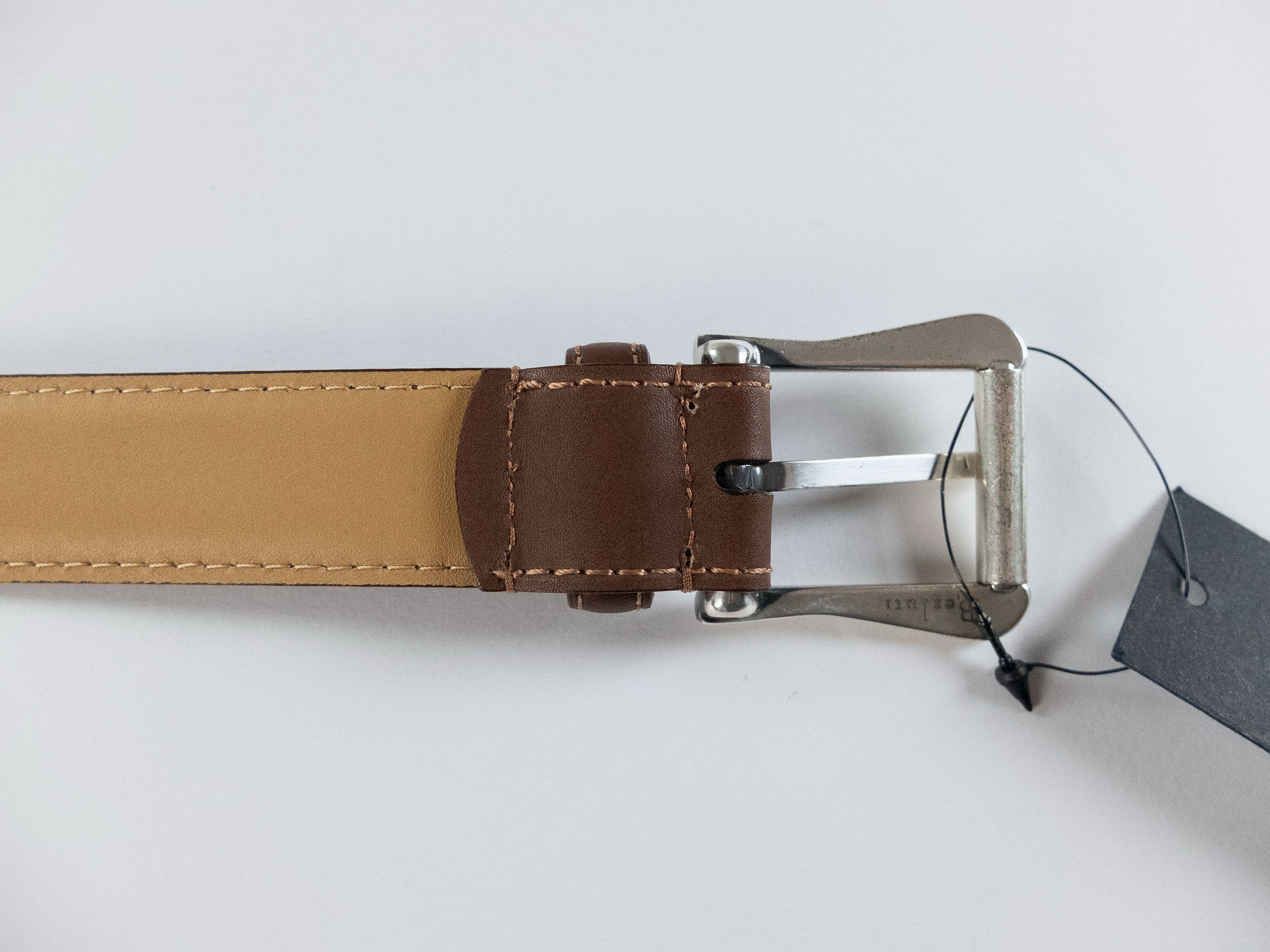 Berluti BERLUTI brown contrast stitch classic leather belt 105 Size 42 - 3 Thumbnail