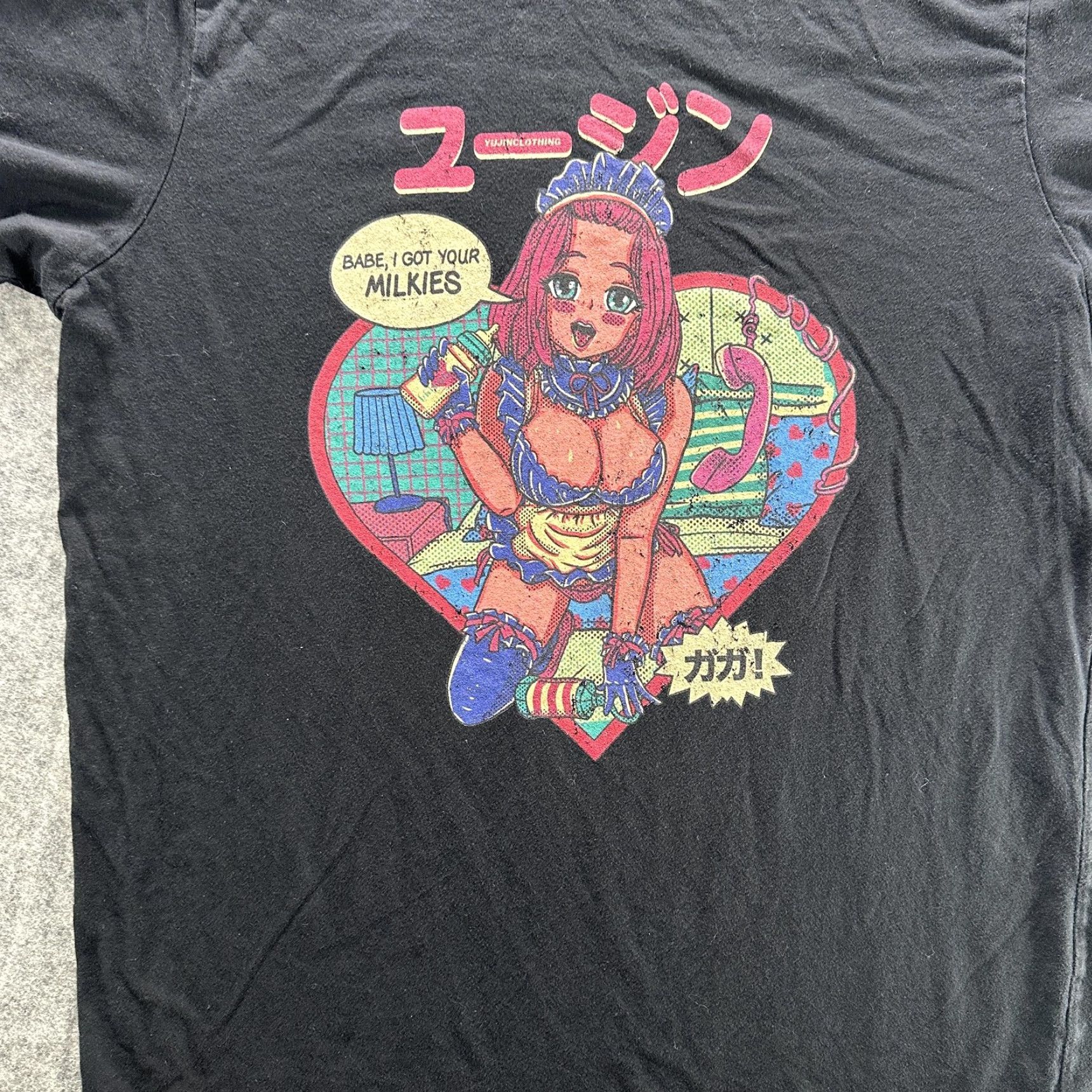 Vintage YujinClothing Anime Shirt Mens XL Black Graphic Print Streetwear T-Shirt Crew Neck Short Sleeve Size US XL / EU 56 / 4 - 3 Thumbnail