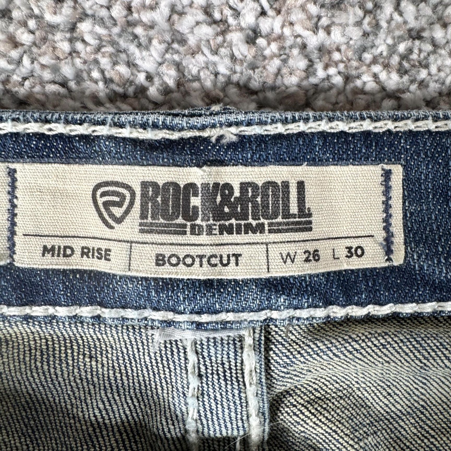 Denime Rock & Roll Denim Jeans Womens 29x28.5 Blue Mid Rise Bootcut Embroidered Aztec Studded Pockets Size 29" - 7 Thumbnail