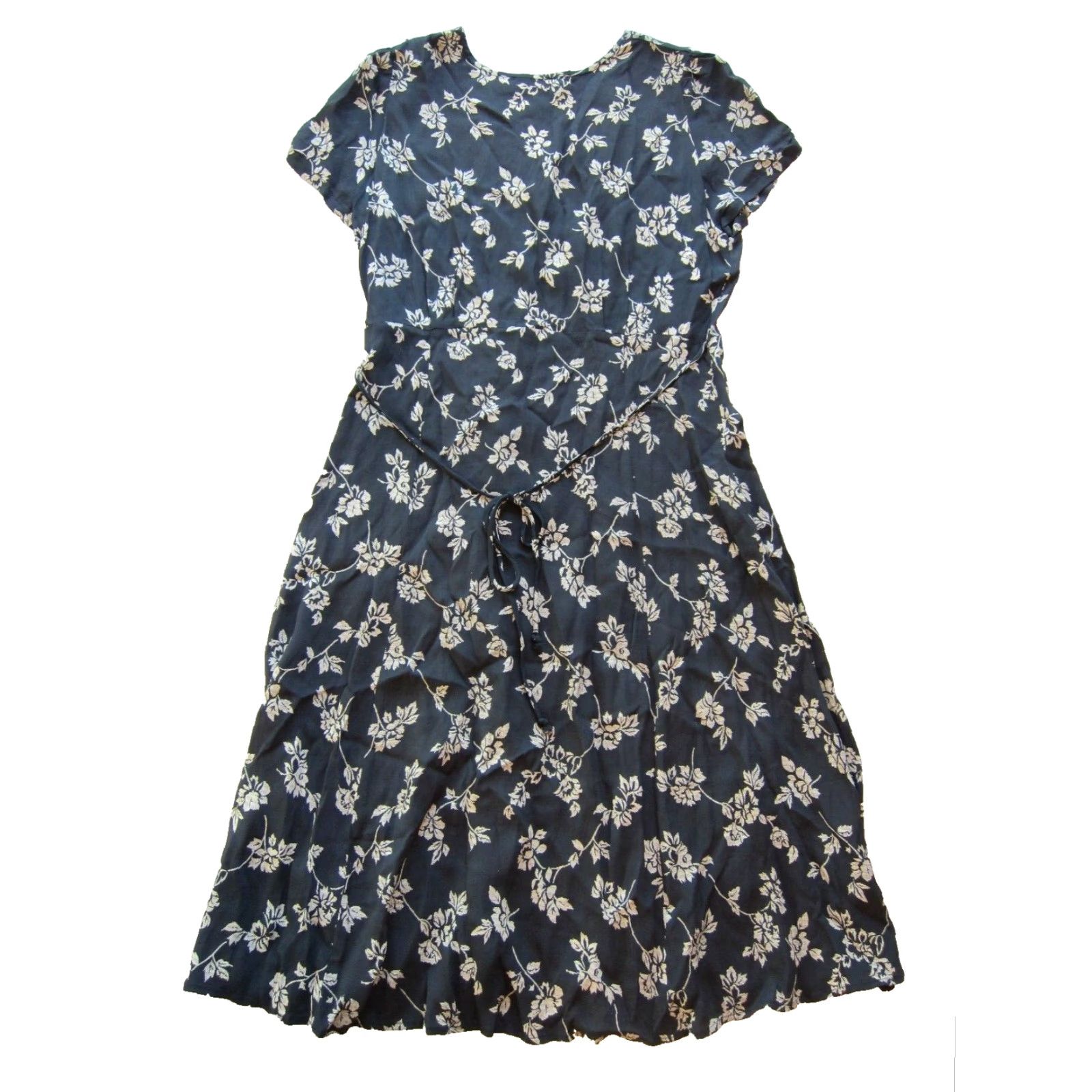 Pinko Pink Wheels Dress Short Sleeve V-Neck Midi Floral 100% Rayon Grey Small Womens Regular Pink Wheels Size 28" / US 6 / IT 42 - 2 Thumbnail