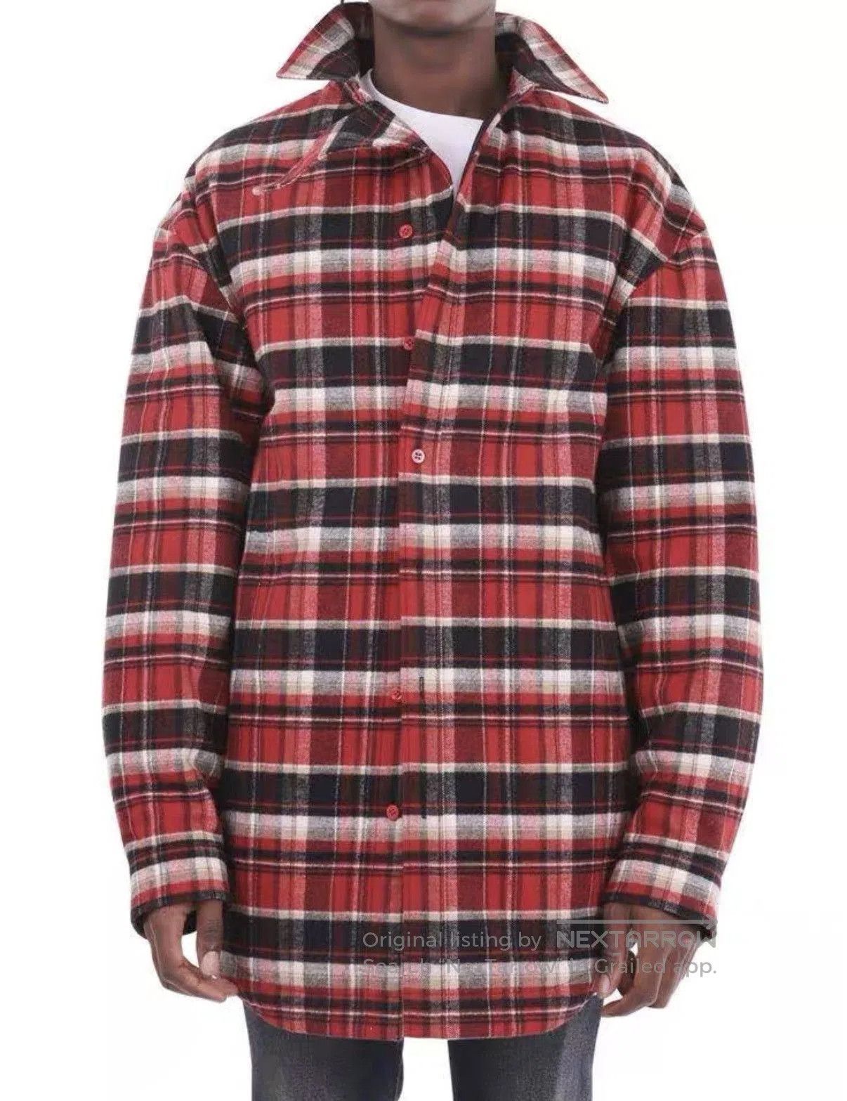 Balenciaga Red Plaid Long Sleeve Button-Up Shirt Size M. Size US M / EU 48-50 / 2 - 7 Thumbnail