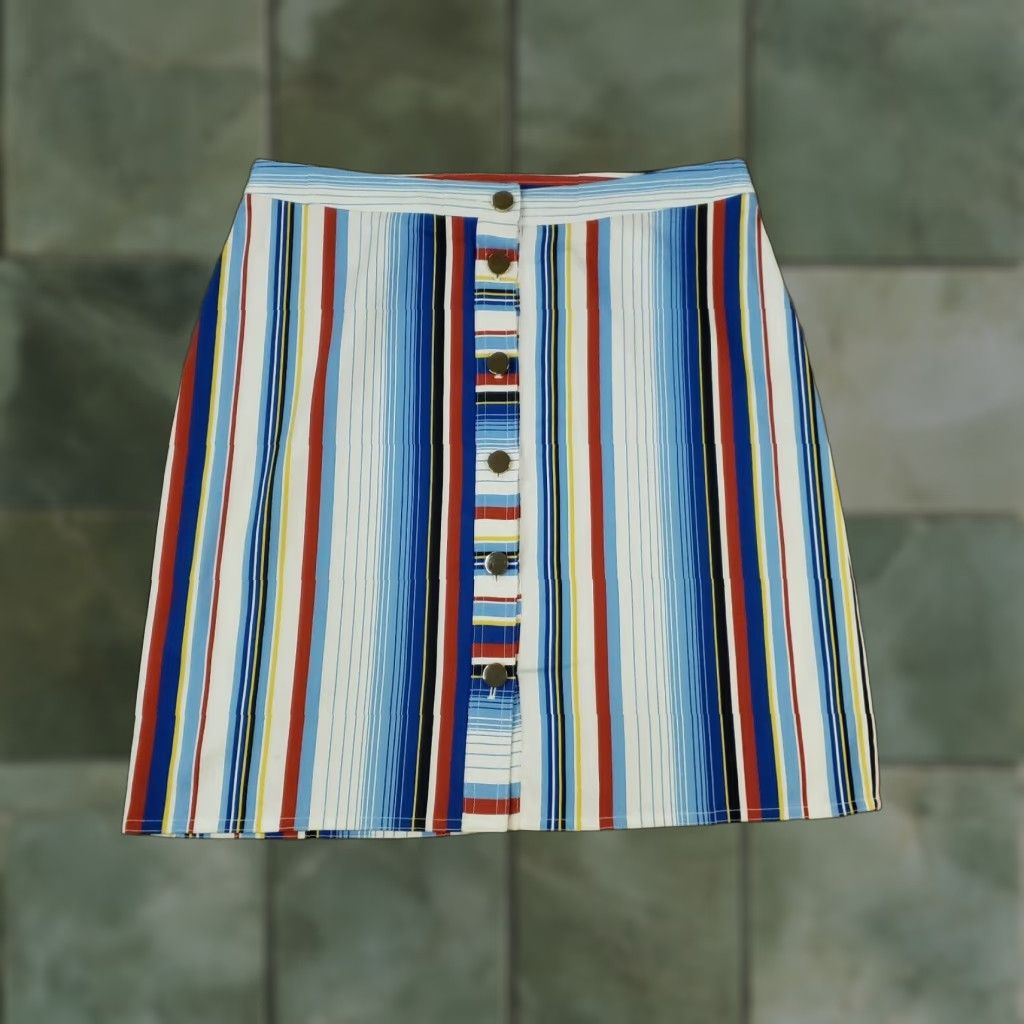 Brooks Brothers Brooks Brothers White Blue Striped Pencil Skirt Women's 6 Straight Career Stretch Size 28" / US 6 / IT 42 - 1 Thumbnail