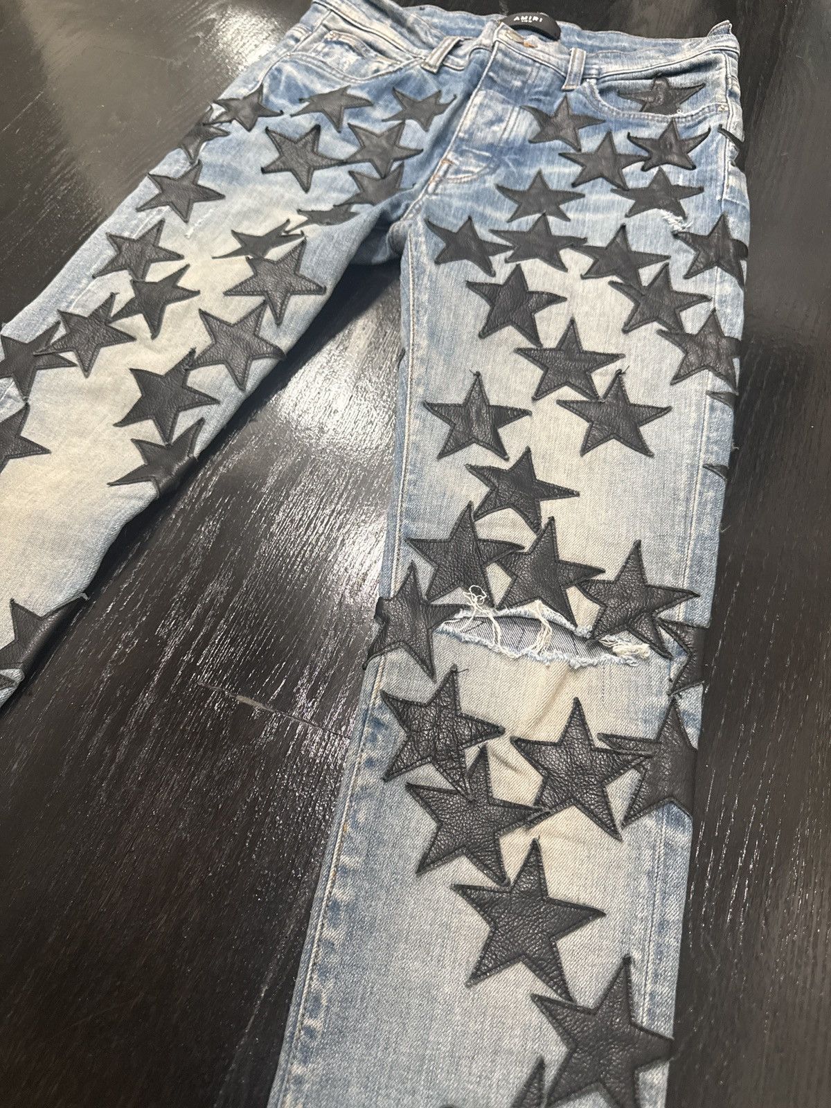 Amiri AMIRI All-Over Leather Star Patch Denim (Mike Amiri) Size US 30 / EU 46 - 4 Thumbnail