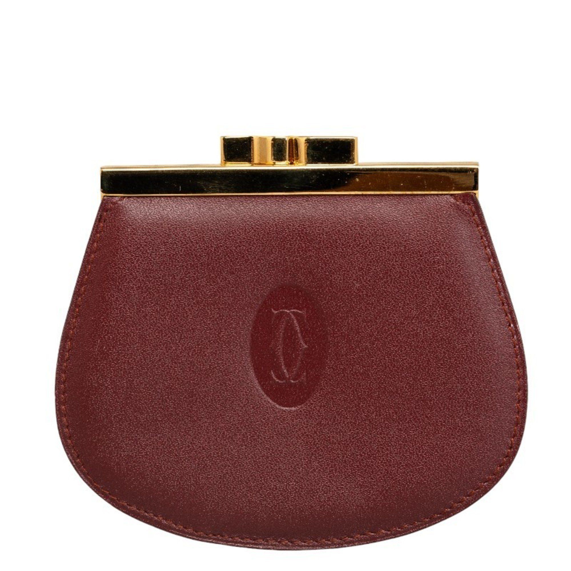 image of Cartier Must Line Coin Case L3000009 Bordeaux Leather Women's Cartier