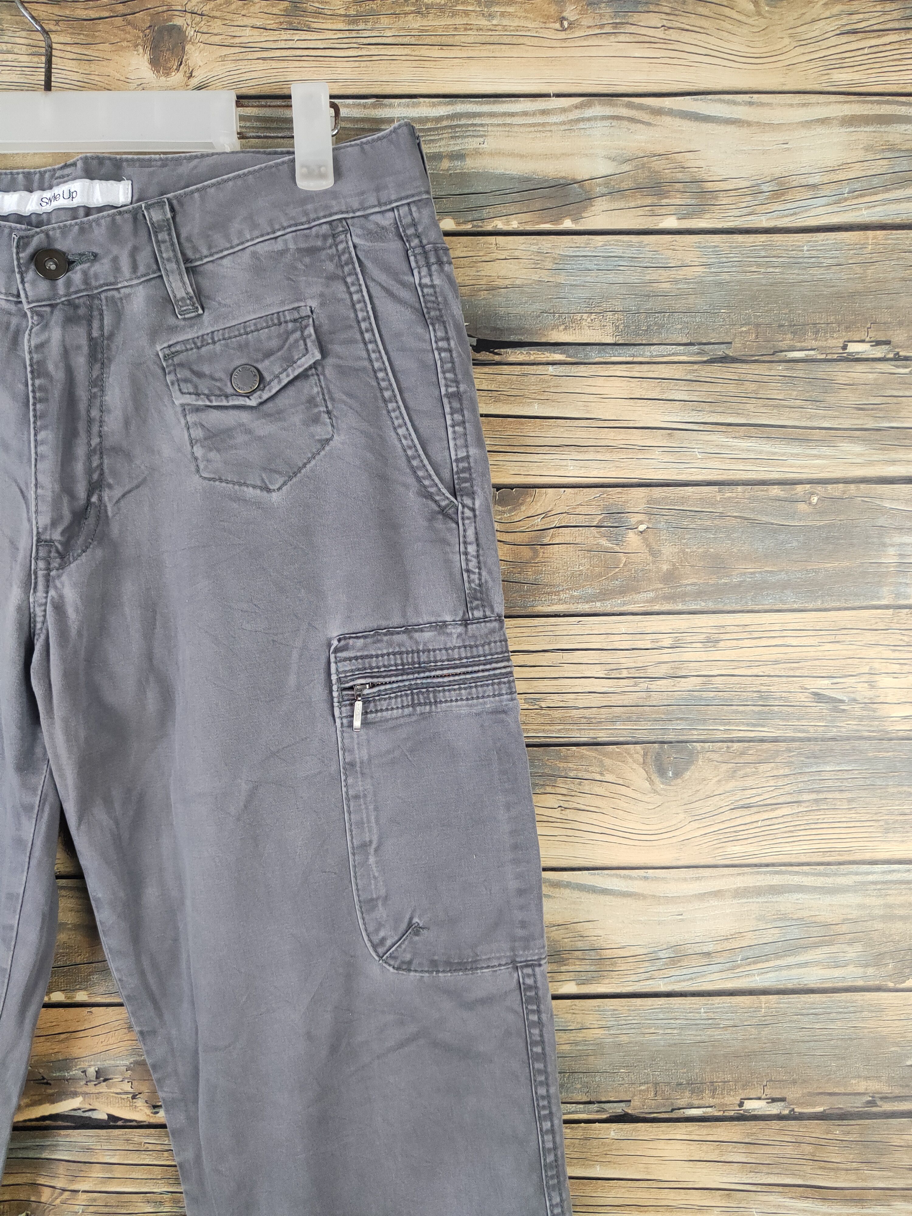 Japanese Brand DL Style Up Gray Multipocket Tactical Cargo Pants #1479 Size US 31 - 5 Thumbnail