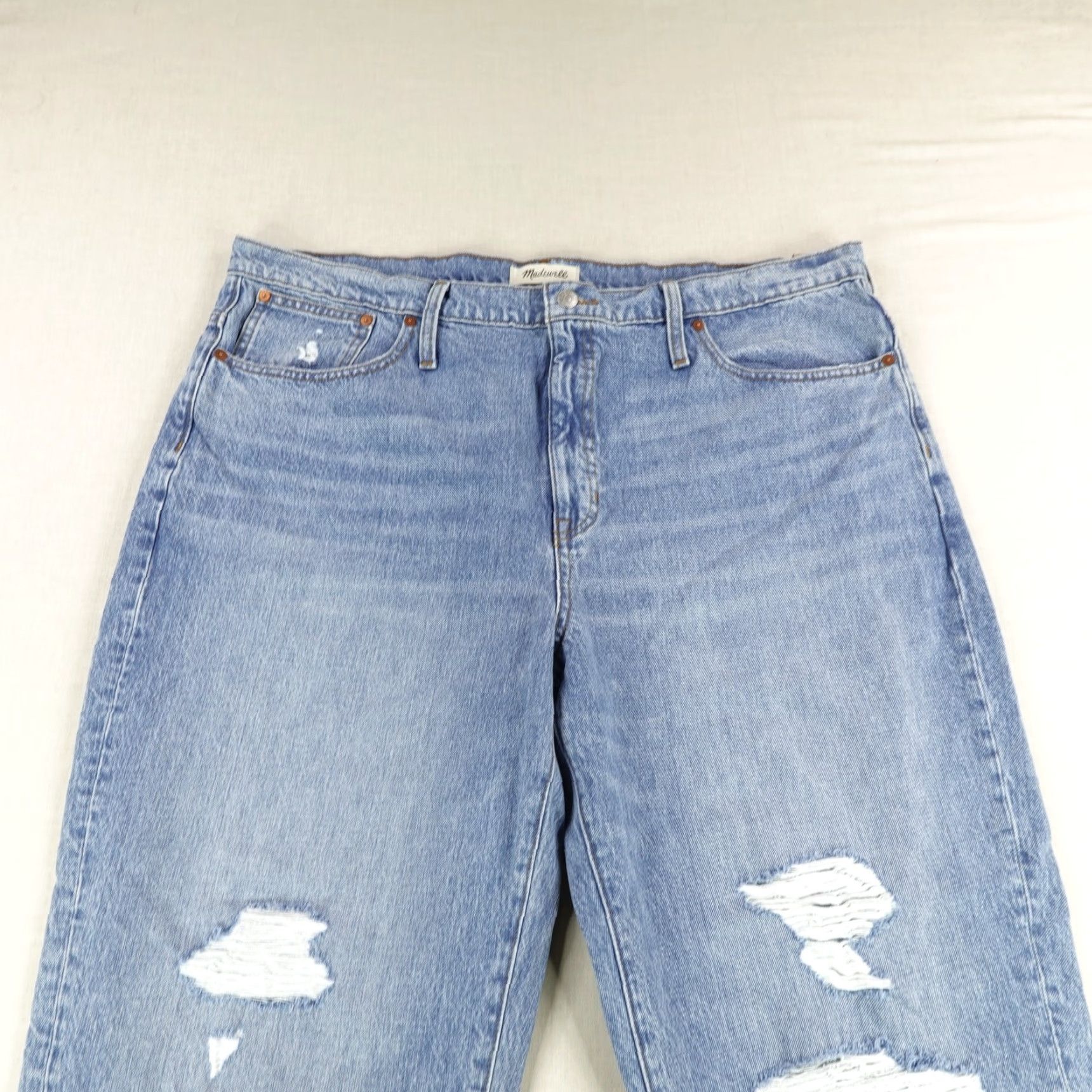 Madewell Vintage Madewell The Dadjean Jeans Women’s 33 Blue Distressed Relaxed Fit Straight Leg Denim Size 24" / US 00 / IT 34 - 4 Thumbnail