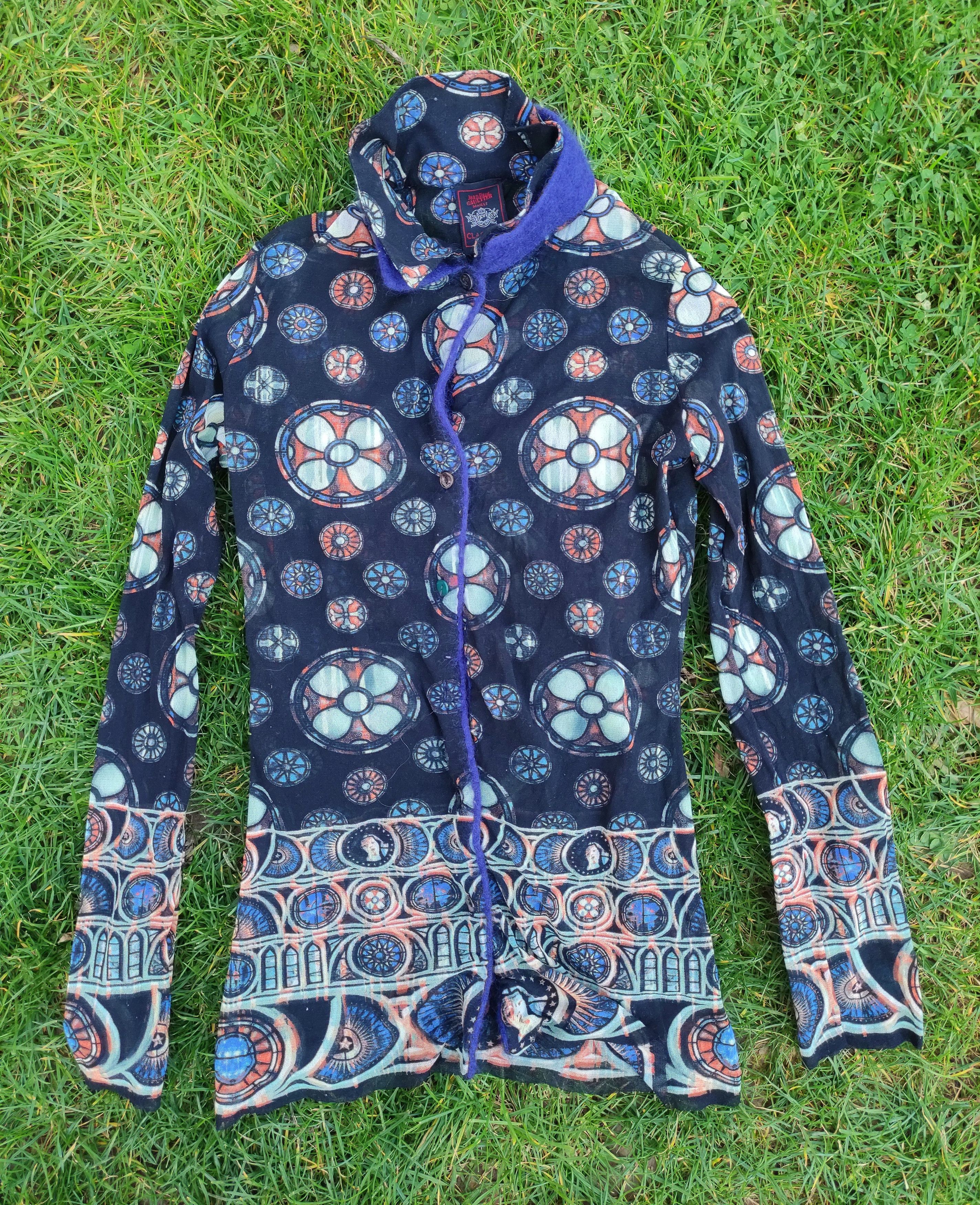 image of Jean Paul Gaultier Cathedral Glass Mandala Mesh Shirt, Men's (Size Small)