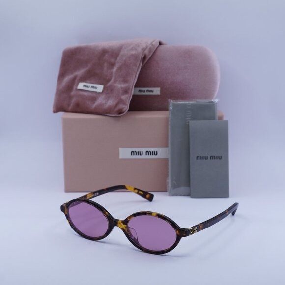 Miu Miu Miu Miu MU04ZSF VAU50D Sunglasses Honey Havana Oval Frame Size ONE SIZE - 16 Thumbnail