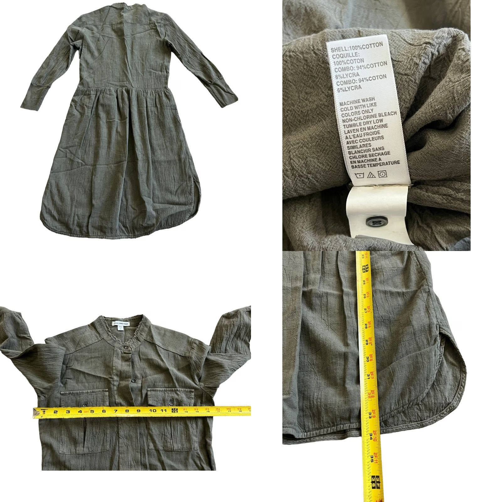 James Perse Standard James Perse Dress Womens Size 0 Green Button 3/4 Sleeve Side Pocket Size XS / US 0-2 / IT 36-38 - 8 Thumbnail