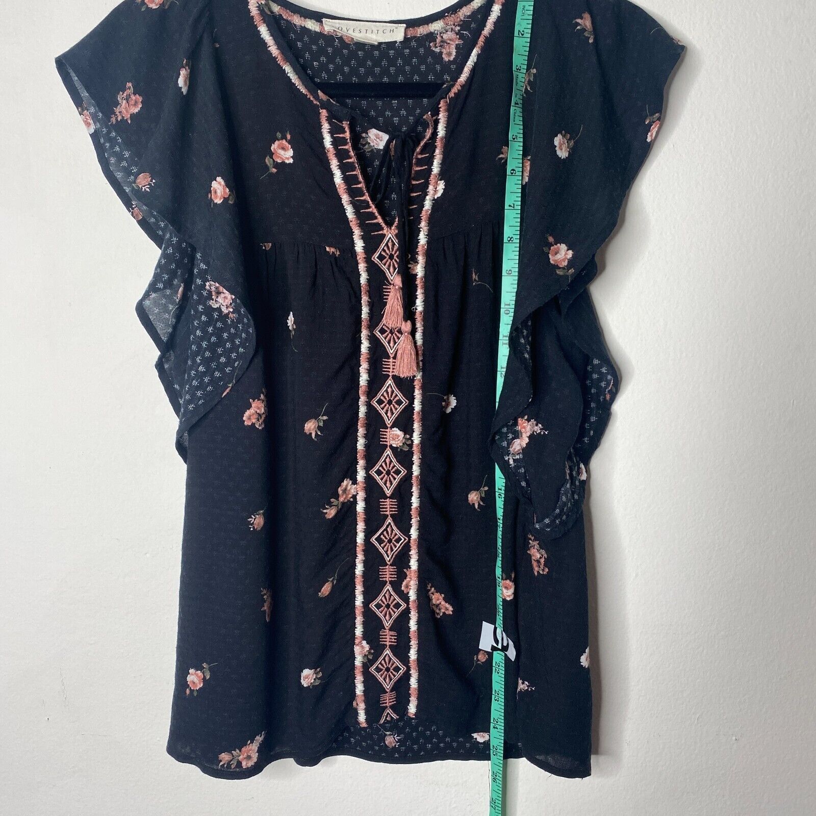 Other Lovestitch Black Multi Floral Aztec Tie Sleeveless Top S Size S / US 4 / IT 40 - 10 Thumbnail