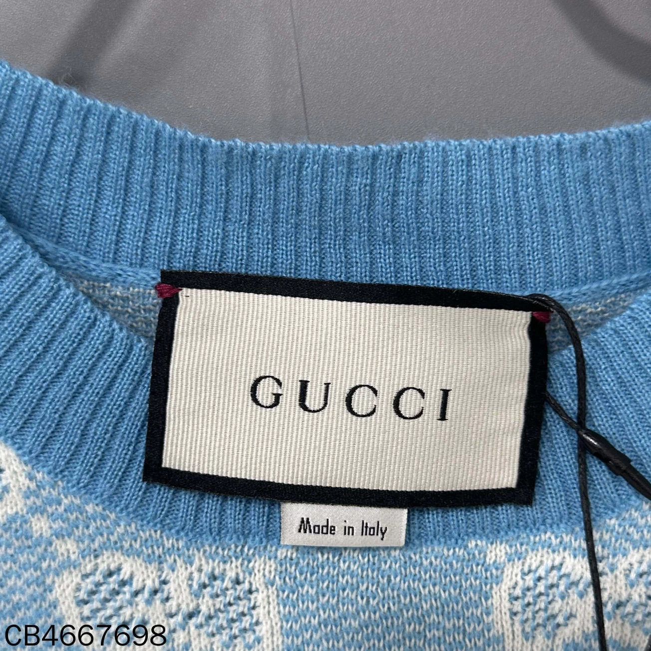Gucci GUCCI Sky Blue All-Over Print Knit Short-Sleeve S Size S / US 4 / IT 40 - 5 Thumbnail
