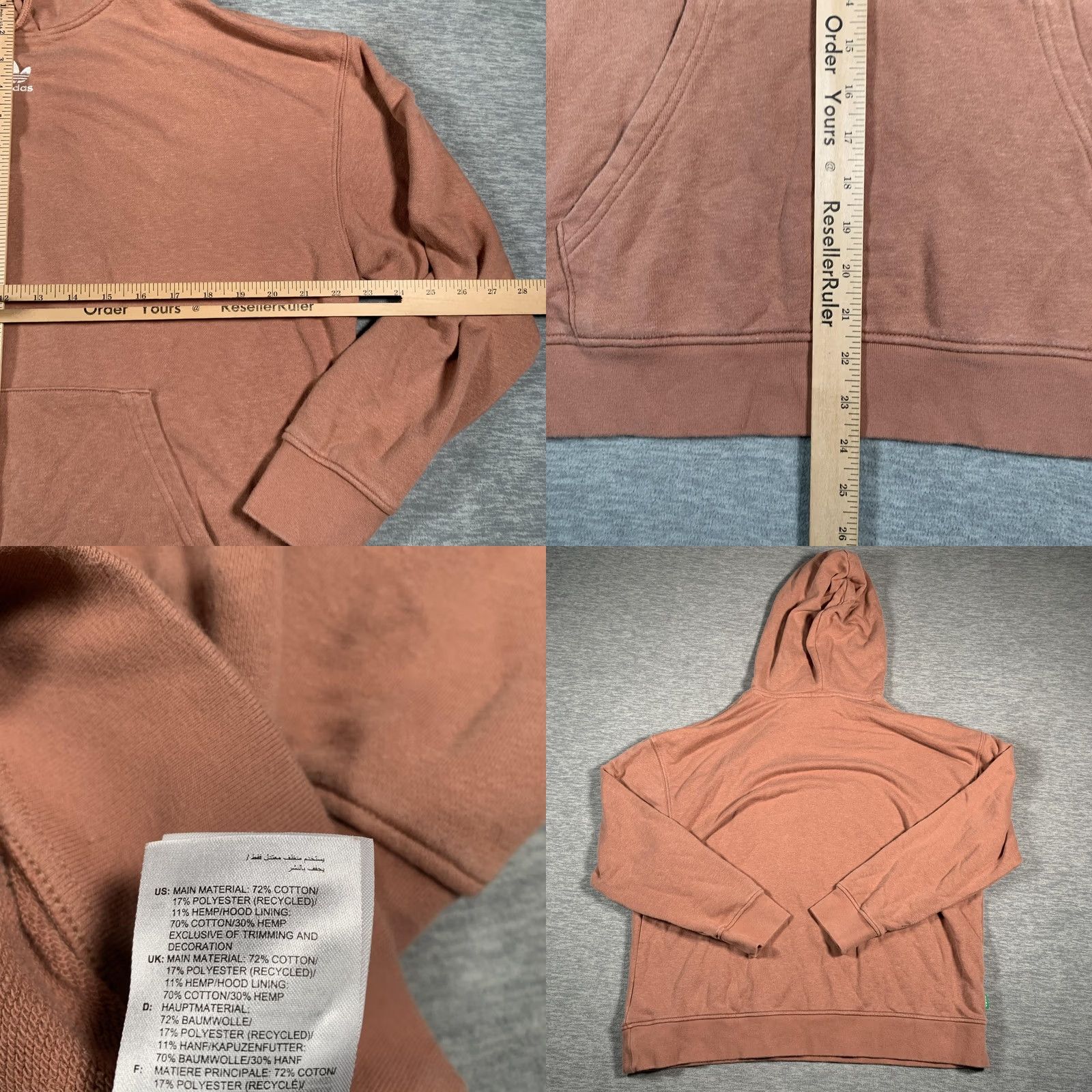 Adidas Adidas Originals Hoodie Womens Large Brown Trefoil Pullover Hemp Blend Size L / US 10 / IT 46 - 8 Thumbnail