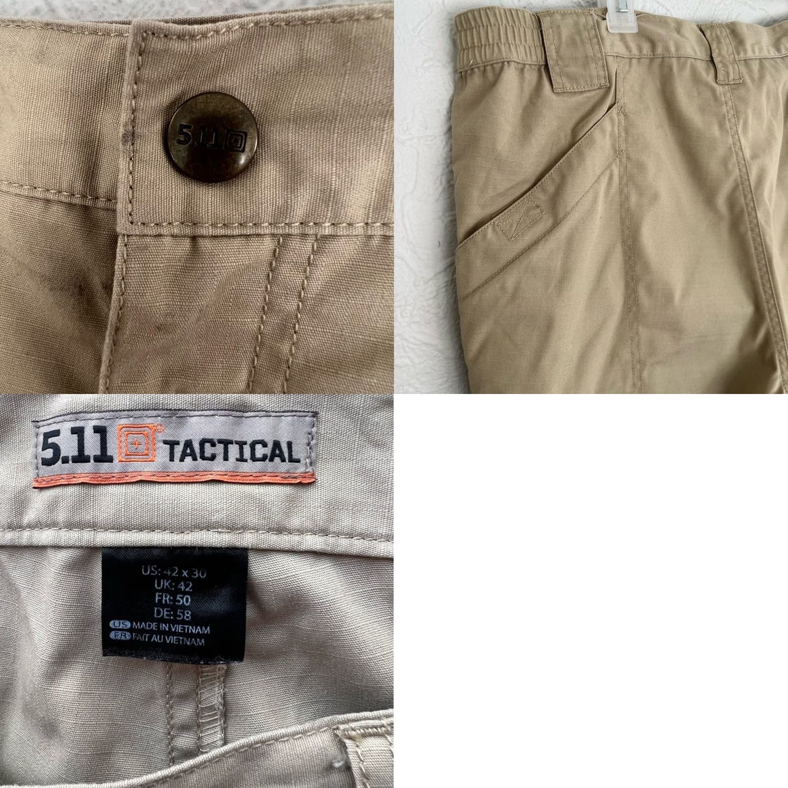 Vintage 5.11 Tactical Taclite Pro Ripstop Pant w/8 Pockets - Mens Cargo Pants 42 Regular Tan/Khaki 42X30 74273 Size US 42 / EU 58 - 8 Thumbnail