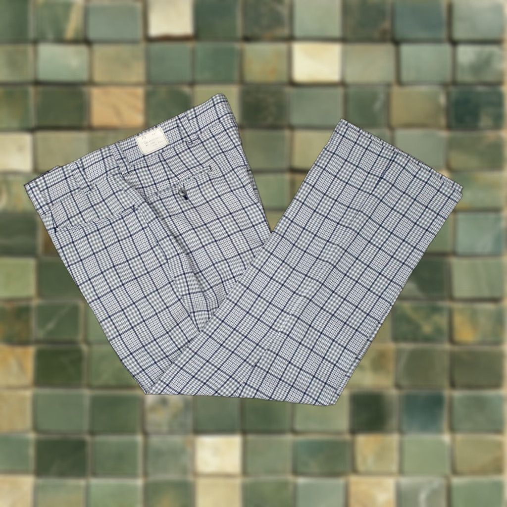 Vintage VINTAGE Men’s VTG NOS 1970s Grey Blue & White Plaid Pants 36x29 Polyester Disco Golf Mens Size US 36 / EU 52 - 1 Thumbnail