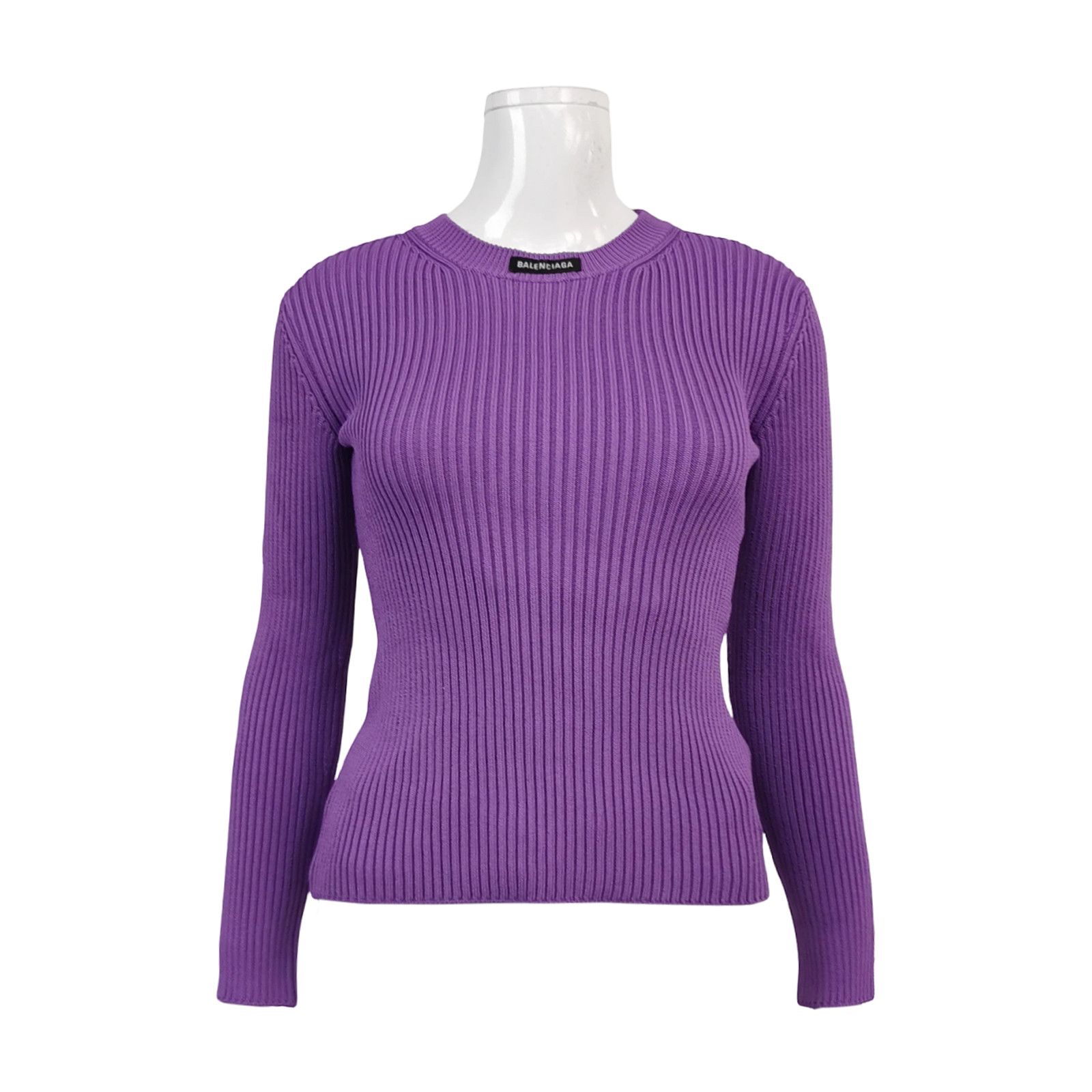 Balenciaga Balenciaga Purple Ribbed Sweater Size XS Size XS / US 0-2 / IT 36-38 - 1 Thumbnail