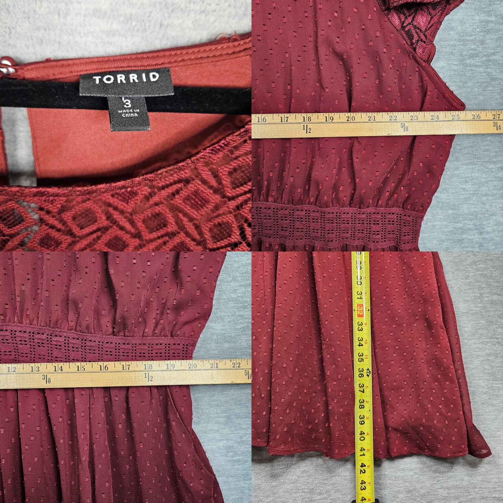 Torrid Torrid Red Mini Dress Lace Crochet Pockets Plus Size 3 Women’s Skater Dress Children No Vintage Size XS / US 0-2 / IT 36-38 - 8 Thumbnail