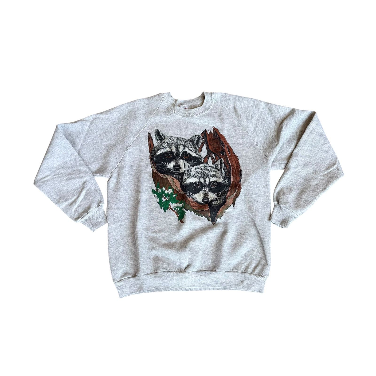 Jerzees Vintage 90s Raccoon Sweater Animal Print Womens Medium Size M / US 6-8 / IT 42-44 - 1 Thumbnail