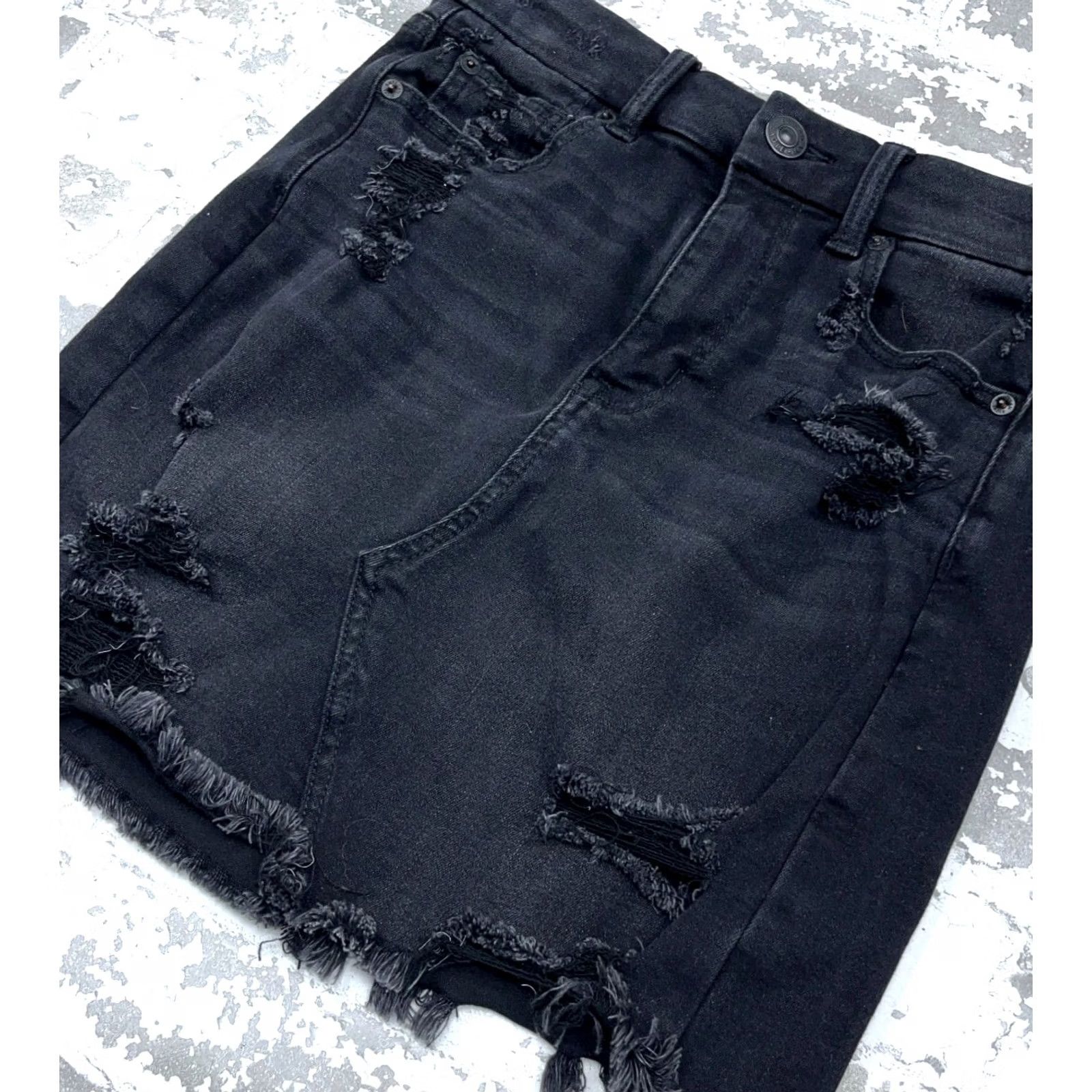 American Eagle Outfitters VINTAGE American Eagle Outfitters Skirt Women 2 Mini Denim Black AE Button Pockets 90s Stylish Womens Size 26" / US 2 / IT 38 - 3 Thumbnail