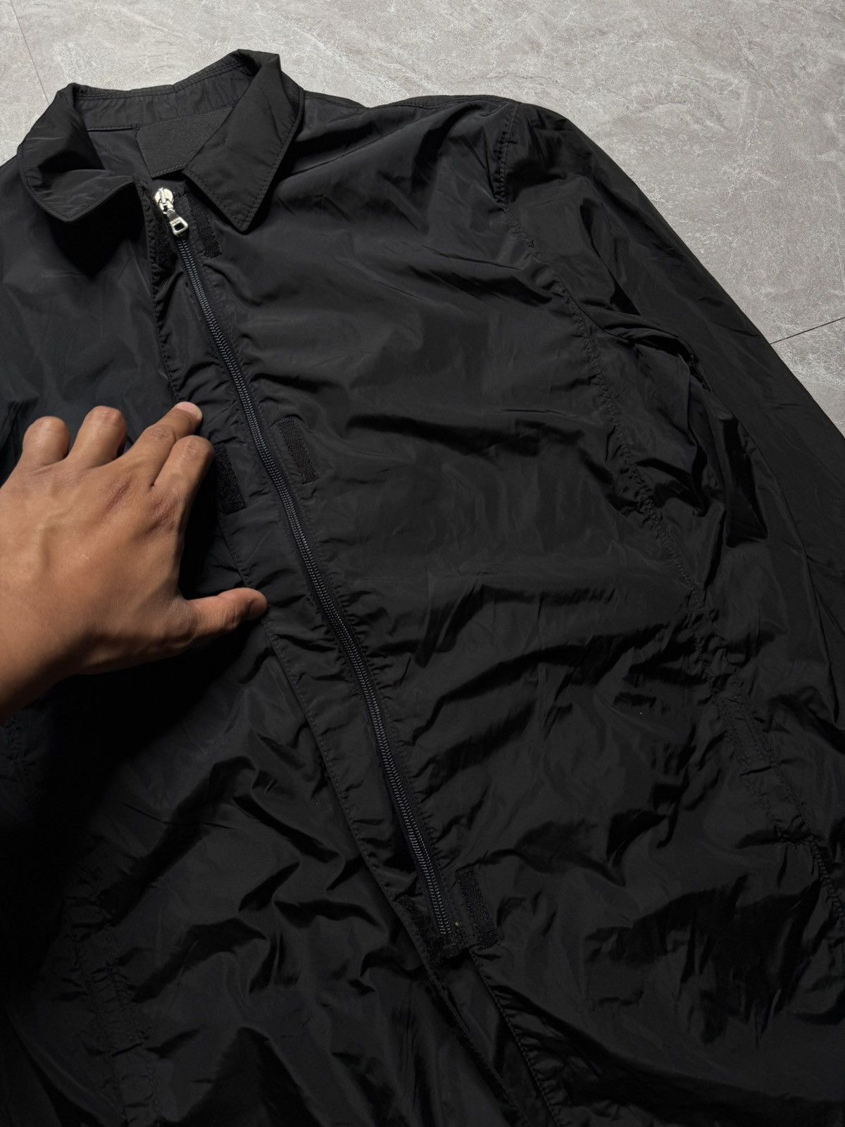 Prada Vintage Prada Nylon Long Coat W 2 Way Zip & Velcro Closure Size US XXS / EU 40 - 7 Thumbnail