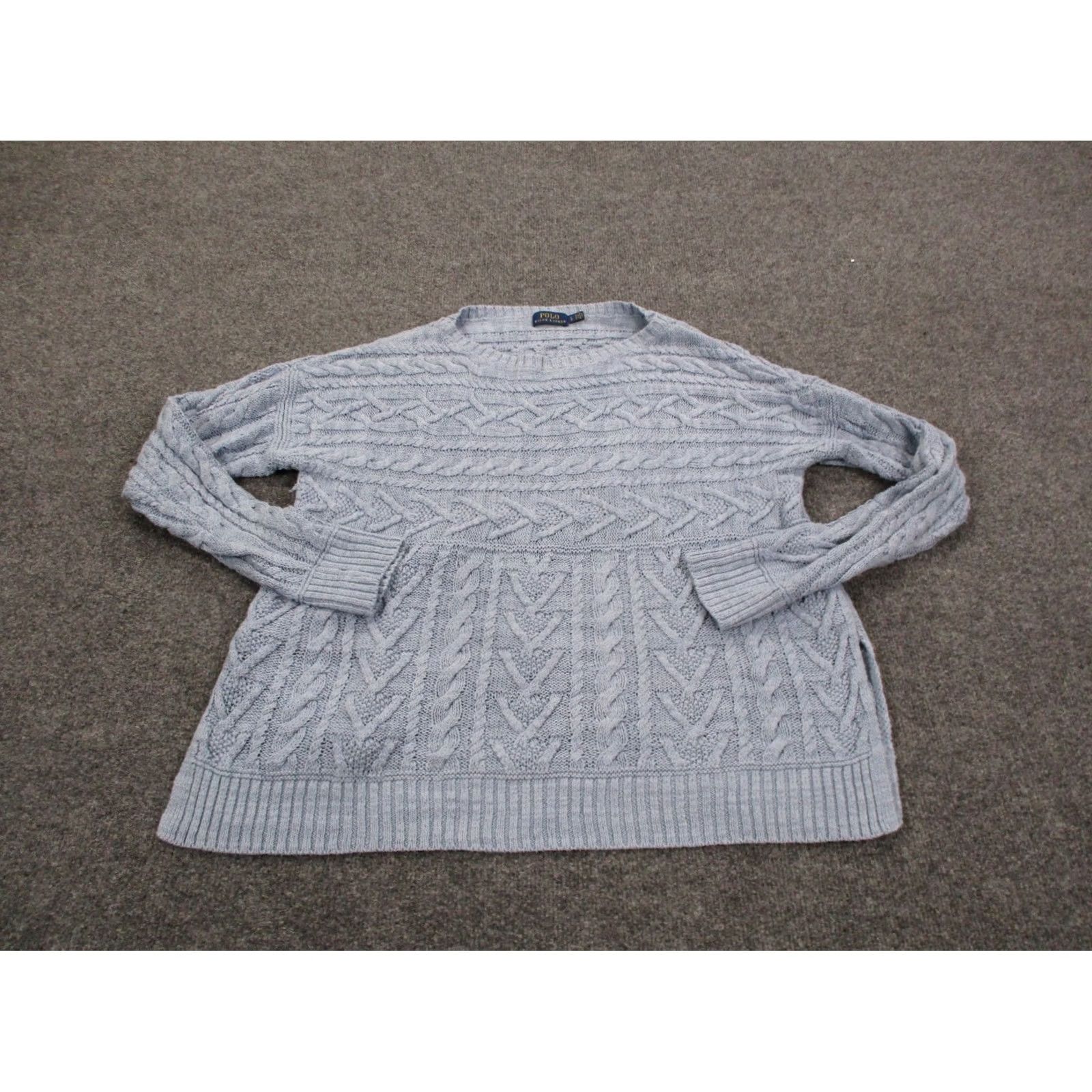 Polo Ralph Lauren Polo Ralph Lauren Sweater Womens L Blue Oversized Relaxed Casual Cable Knit Size L / US 10 / IT 46 - 2 Thumbnail