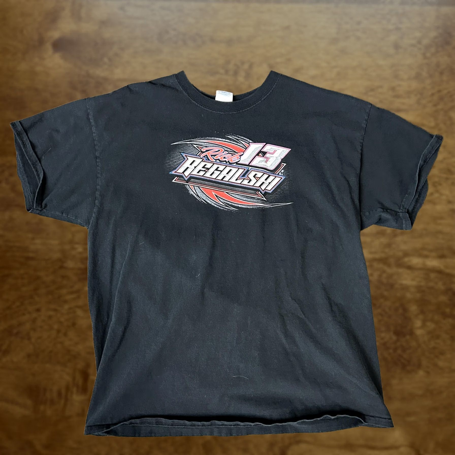 Vintage Rick Regalski 13 Shirt Mens Large Black Race Car Graphic Tee Dirt Track Size US L / EU 52-54 / 3 - 1 Thumbnail