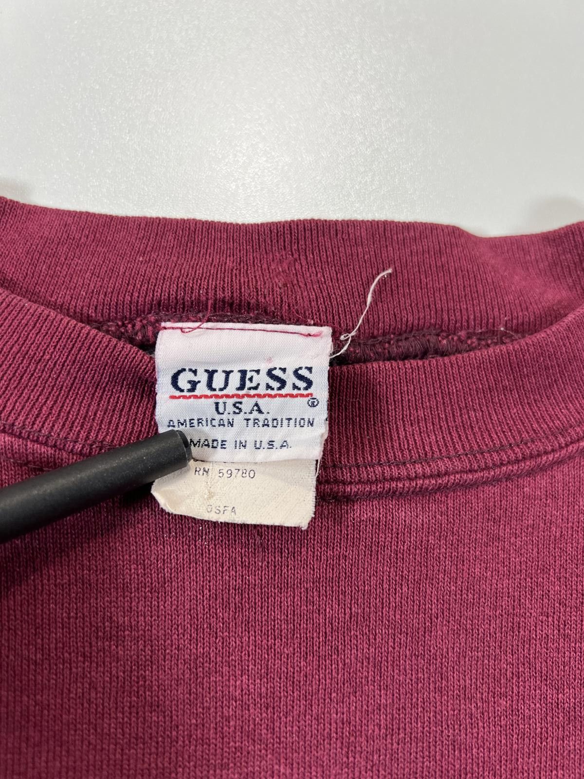 Guess Guess Vintage Maroon Sweatshirt with Embroidered Logo M Size US M / EU 48-50 / 2 - 3 Thumbnail