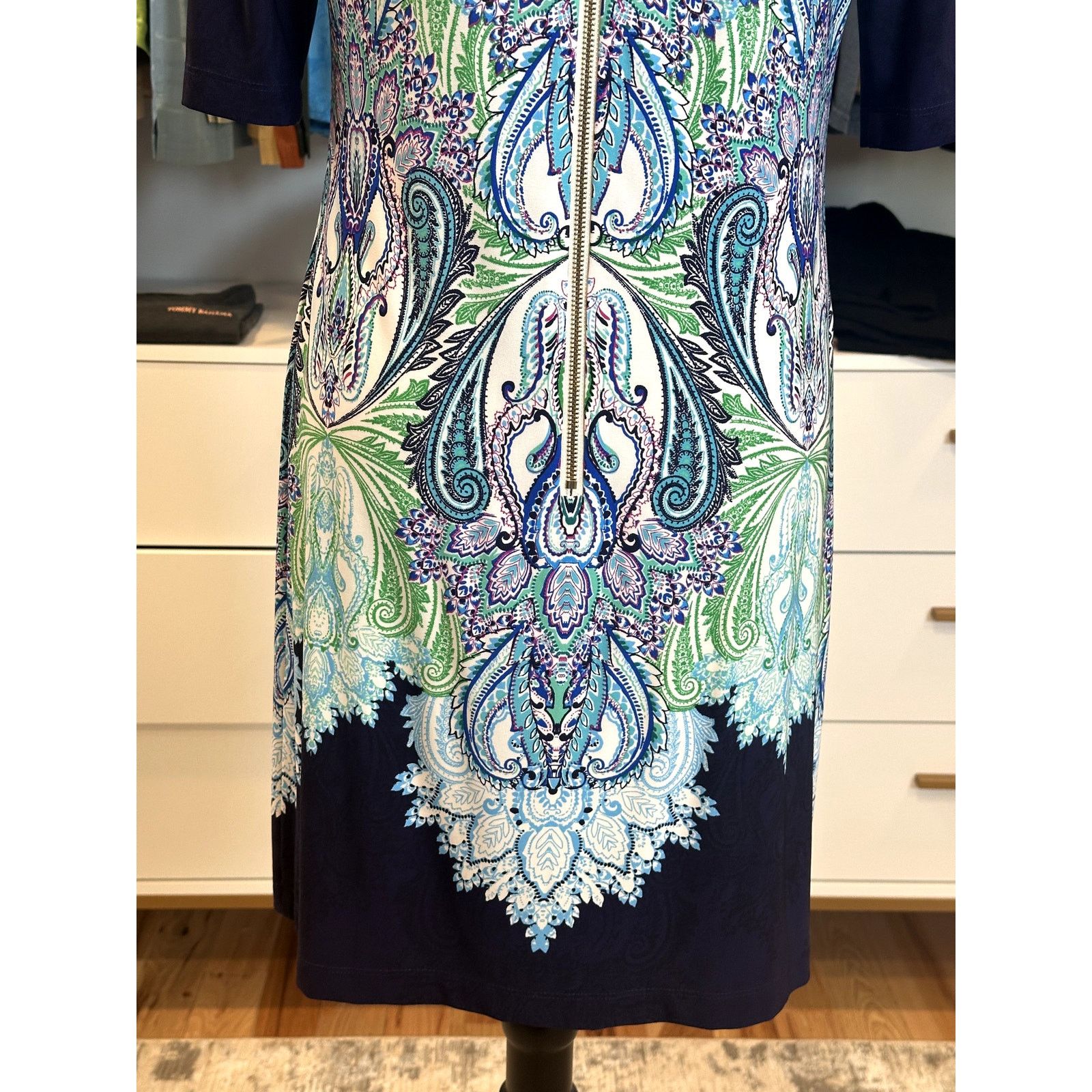 Other Eliza J Blue White Paisley Short Sleeve Jersey Midi Dress 6 Size M / US 6-8 / IT 42-44 - 6 Thumbnail