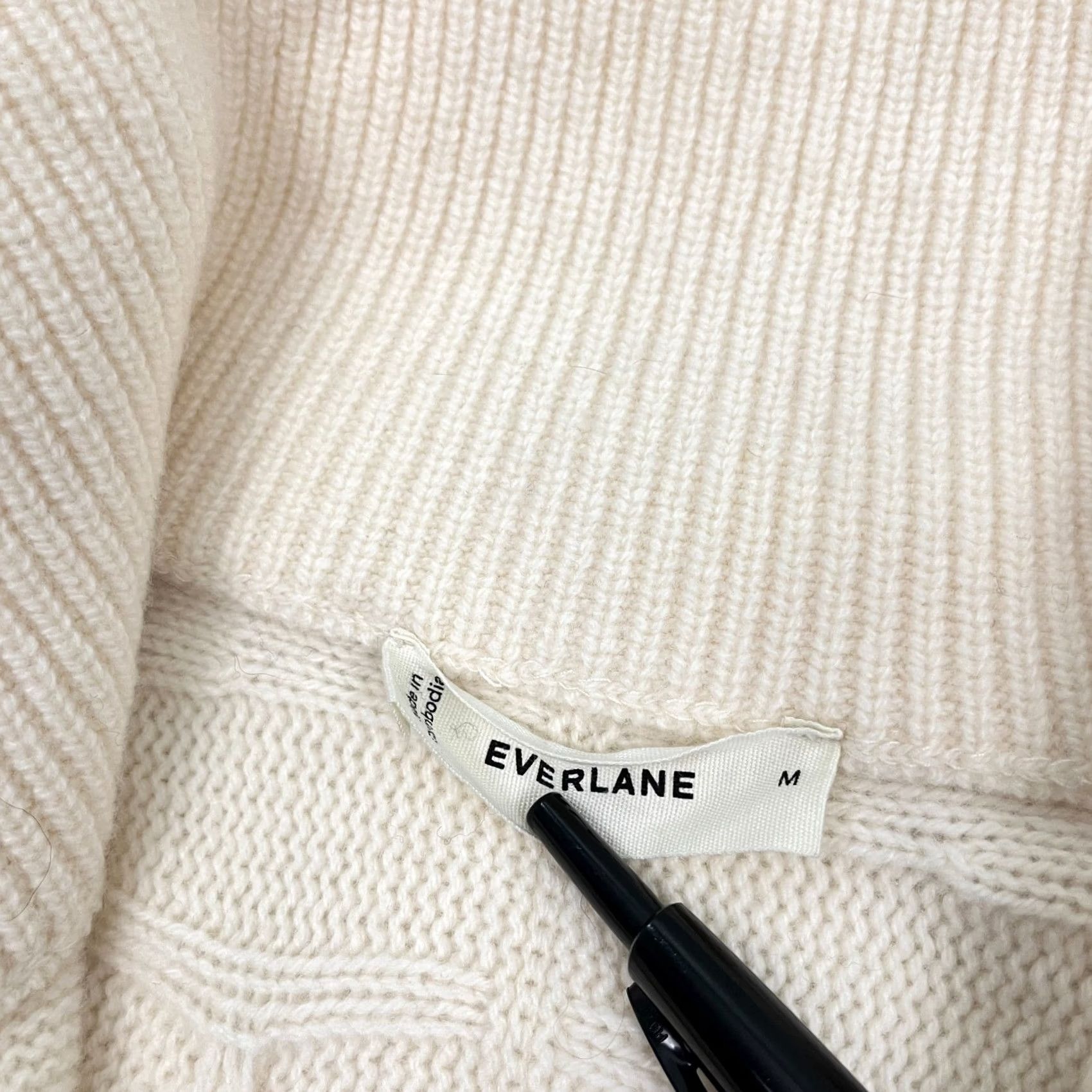 Everlane Everlane Sweater Women M Ivory Wool Cable Knit 1/2 Zip Pullover Ribbed High Neck Size M / US 6-8 / IT 42-44 - 2 Thumbnail