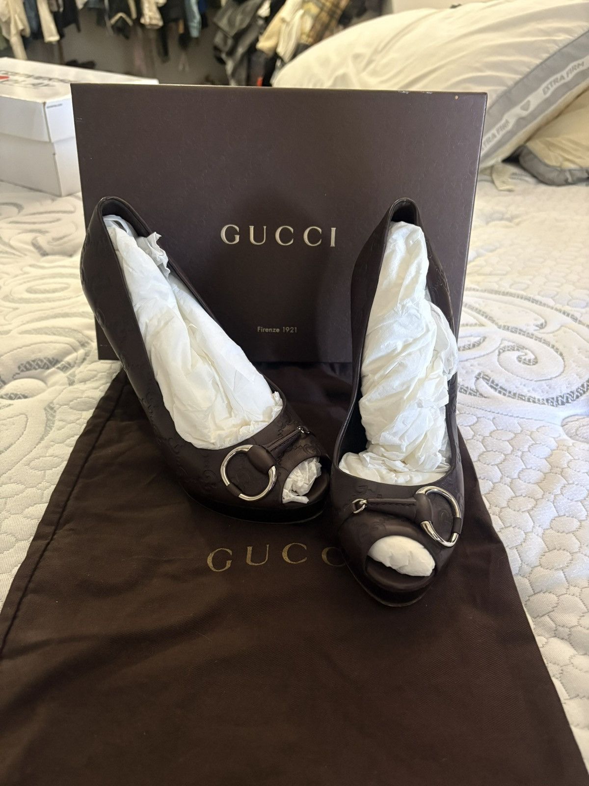 Gucci Gucci “Guccisima Leather Horsebit Peep Toe Size US 8.5 / IT 38.5 - 1 Thumbnail