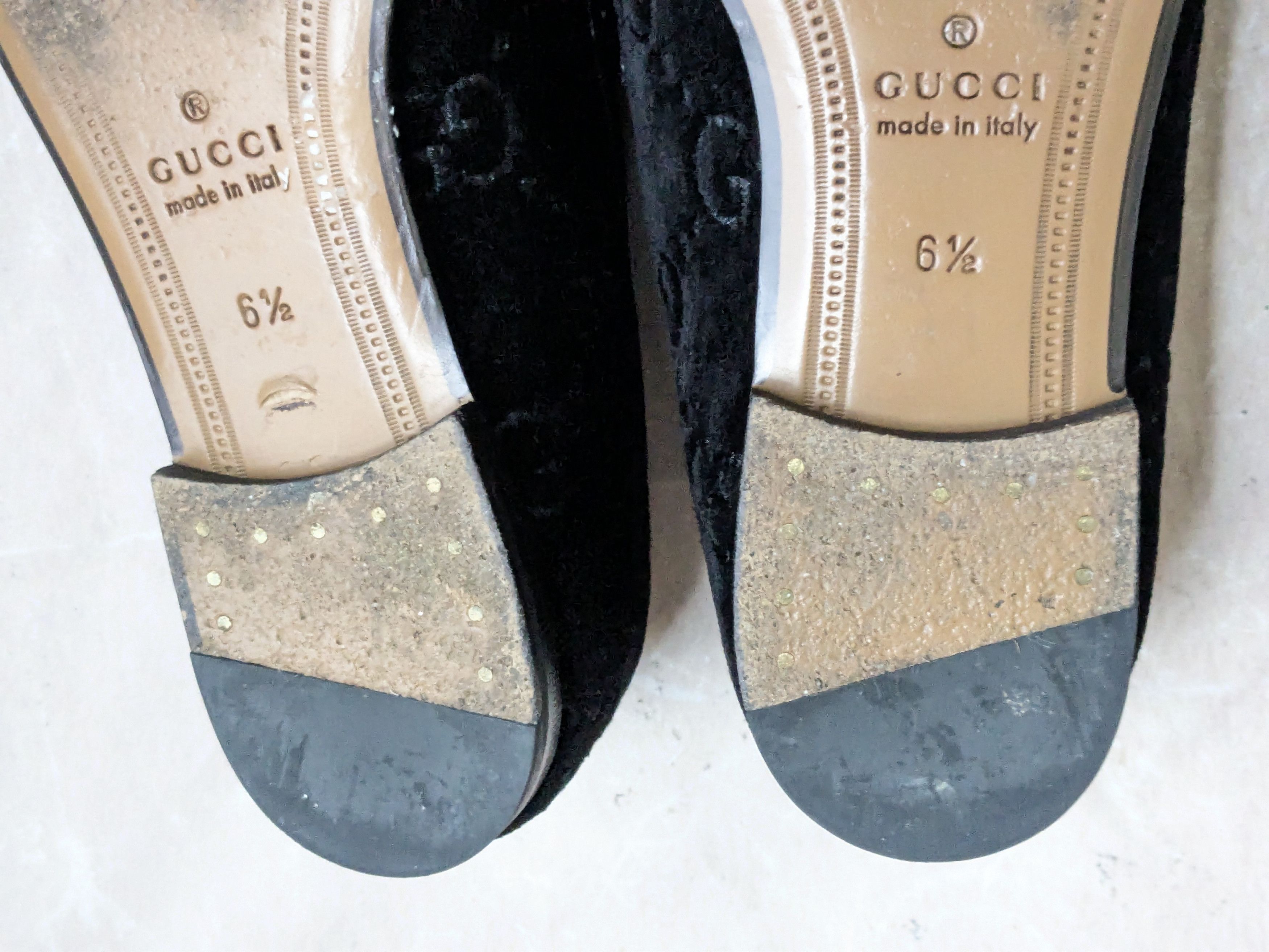 Gucci Horsebit Loafers Black 7 Velvet Monogram GG Logo - www 