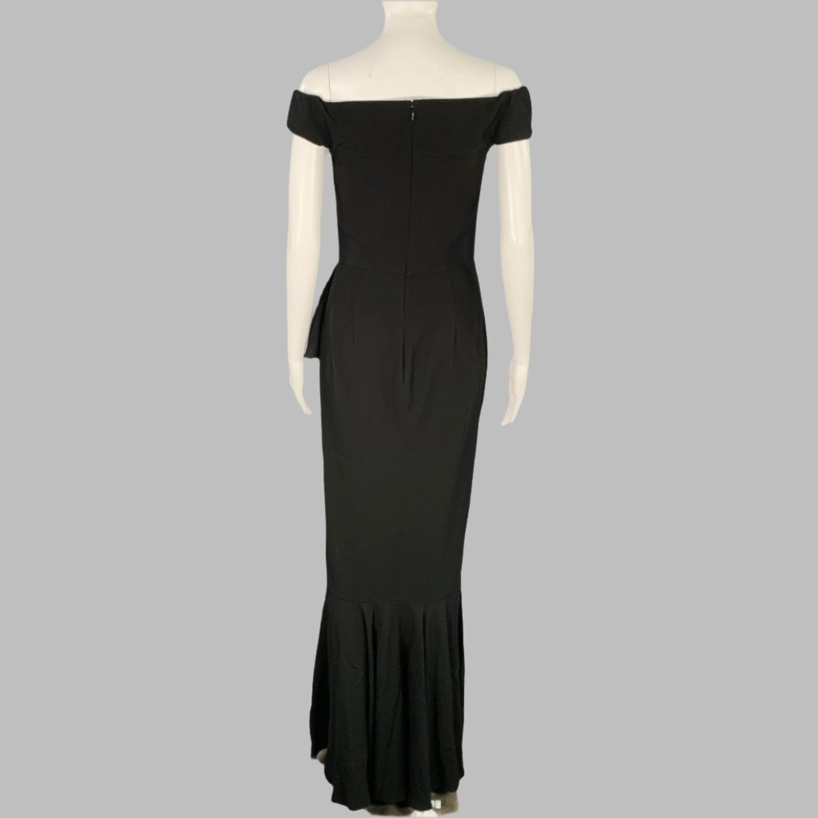 Alexander McQueen Size 4 Black Viscose Blend Ruffled Off Shoulder Evening Gown Size S / US 4 / IT 40 - 3 Thumbnail