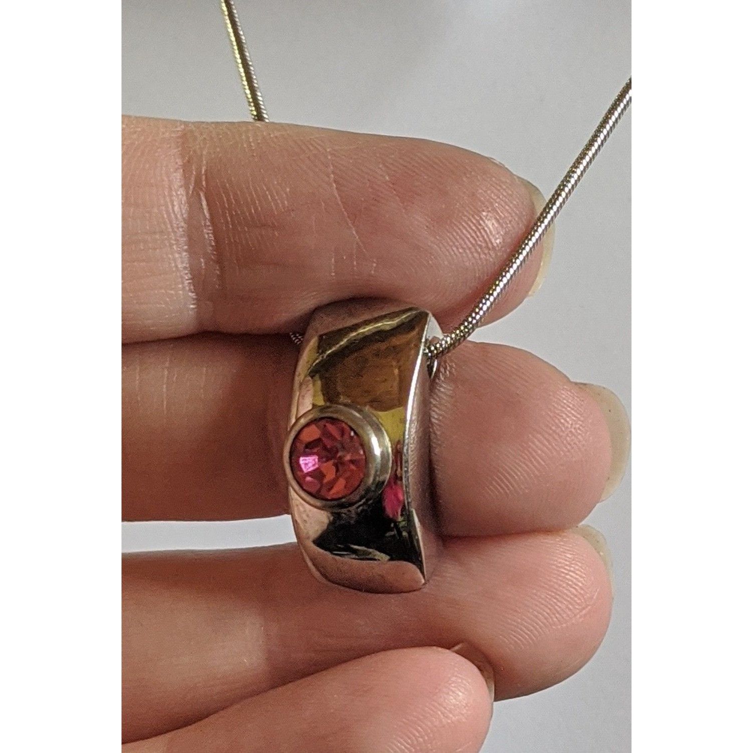 Other Modern Silver Tone Customizable Pendant Necklace With Pink G Size ONE SIZE - 3 Thumbnail