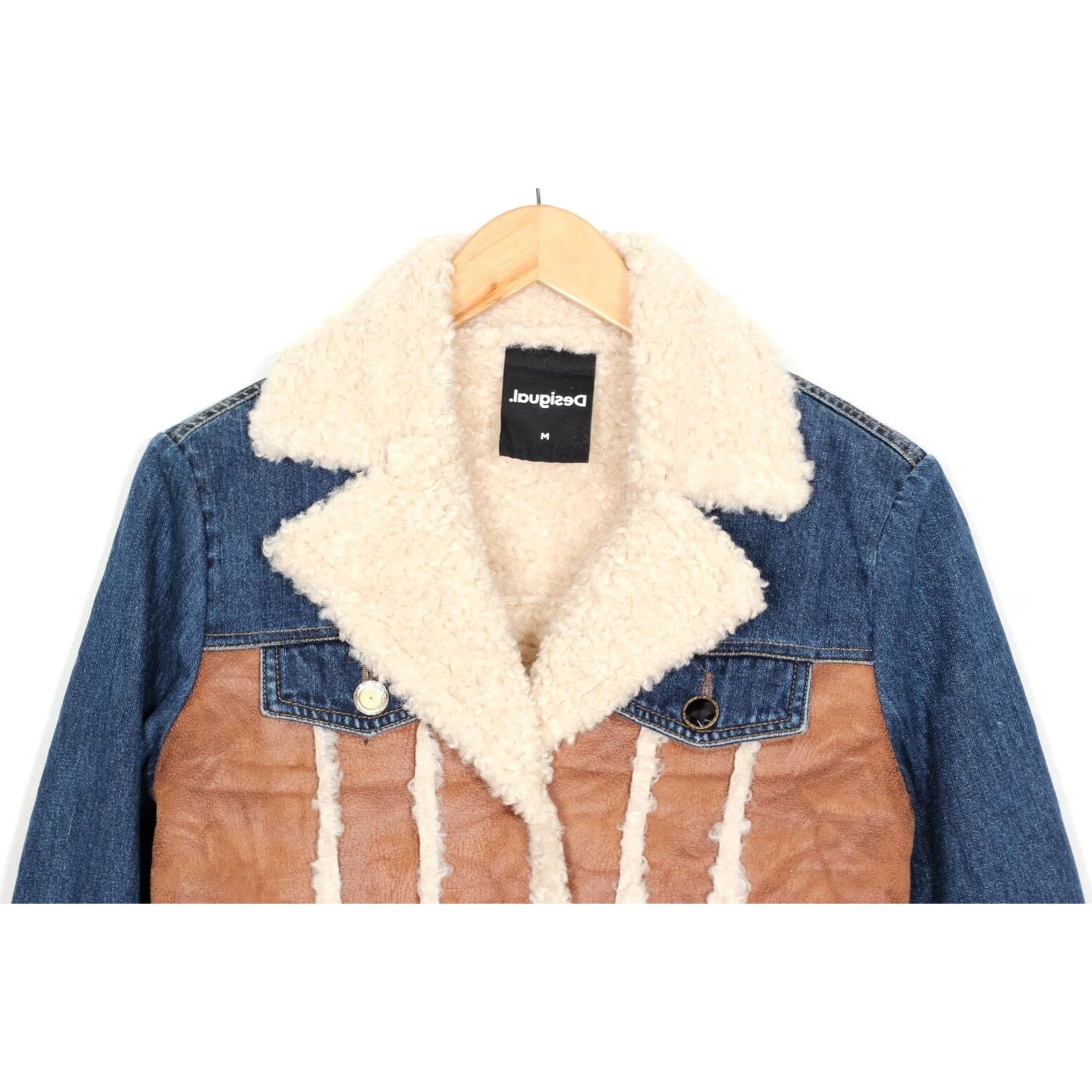 Desigual DESIGUAL Daniela Denim Fleece & Faux Suede Jacket Women Size M EU 38 UK 10 US 8 MJ4425 Size M / US 6-8 / IT 42-44 - 2 Thumbnail