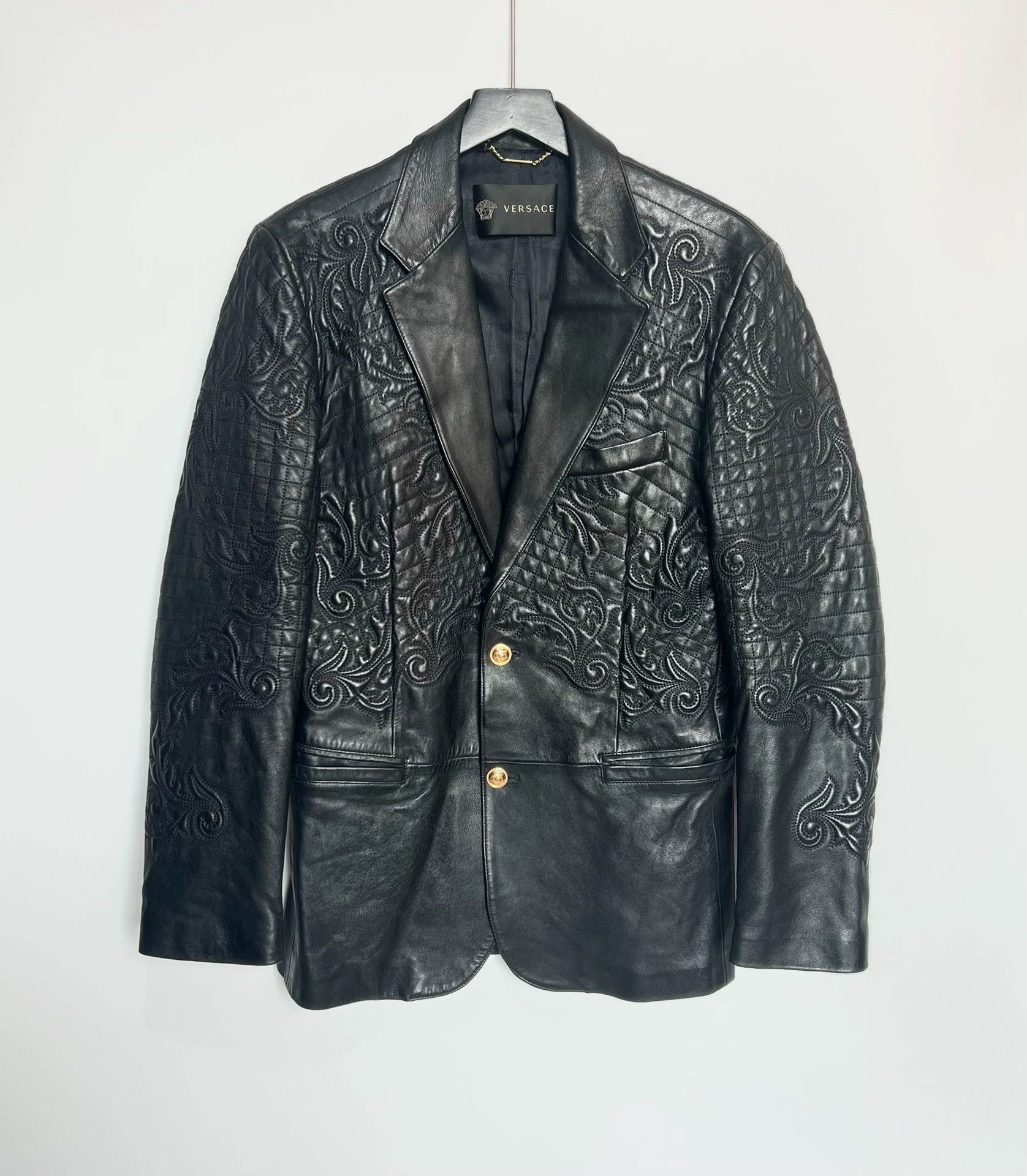 Versace Versace Baroque Medusa Embossed Leather Blazer 48 Size 48S - 1 Thumbnail