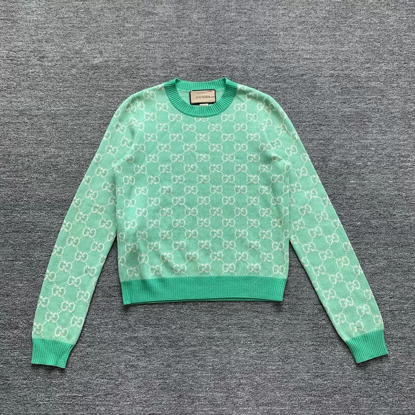 Gucci Gucci Green GG Monogram All Over Knit Sweater M 95 New Size M / US 6-8 / IT 42-44 - 1 Thumbnail