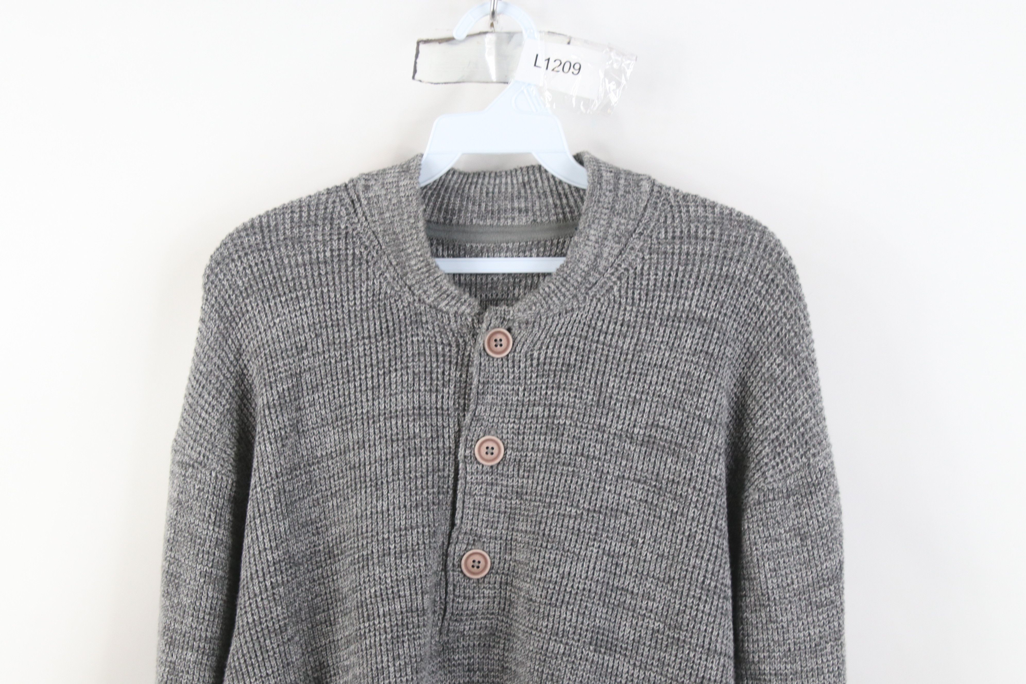 Vintage Vintage 90s Y2K Streetwear Ribbed Knit Henley Sweater Gray Size US XL / EU 56 / 4 - 2 Thumbnail