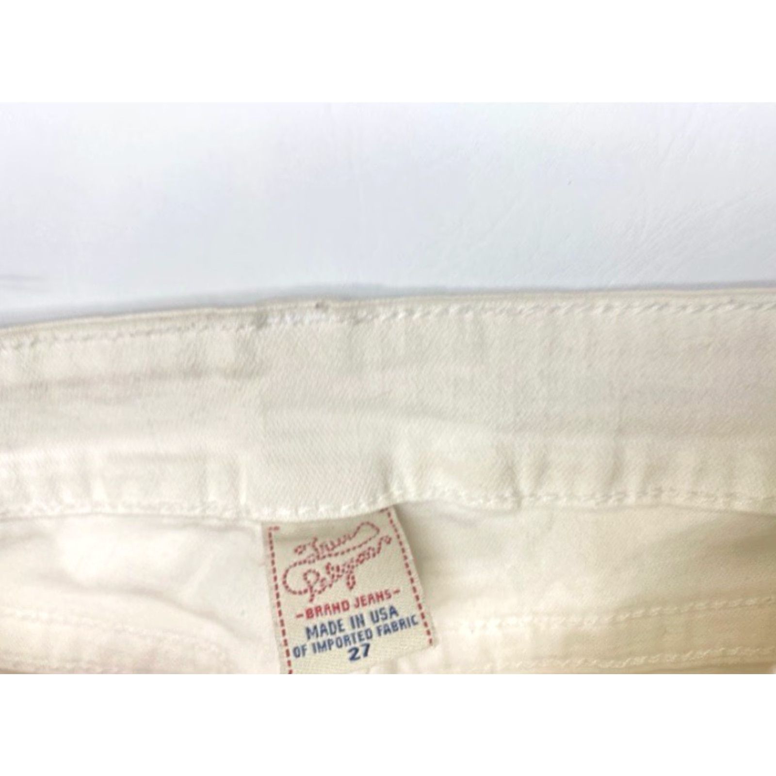 True Religion VINTAGE Tru Religion White Jeans - 27 Women's Low Rise Flare Denim with Rhinestones Made In USA Size 27" / US 4 / IT 40 - 4 Thumbnail