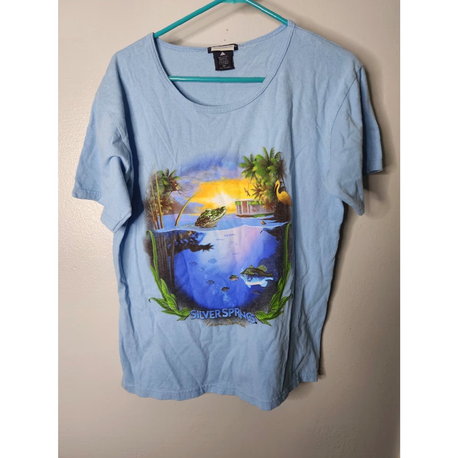 Vintage VINTAGE Florida T-Shirt Unisex Adults Medium Blue Solid Souvenir Alligator Nature Spring Size US M / EU 48-50 / 2 - 4 Thumbnail