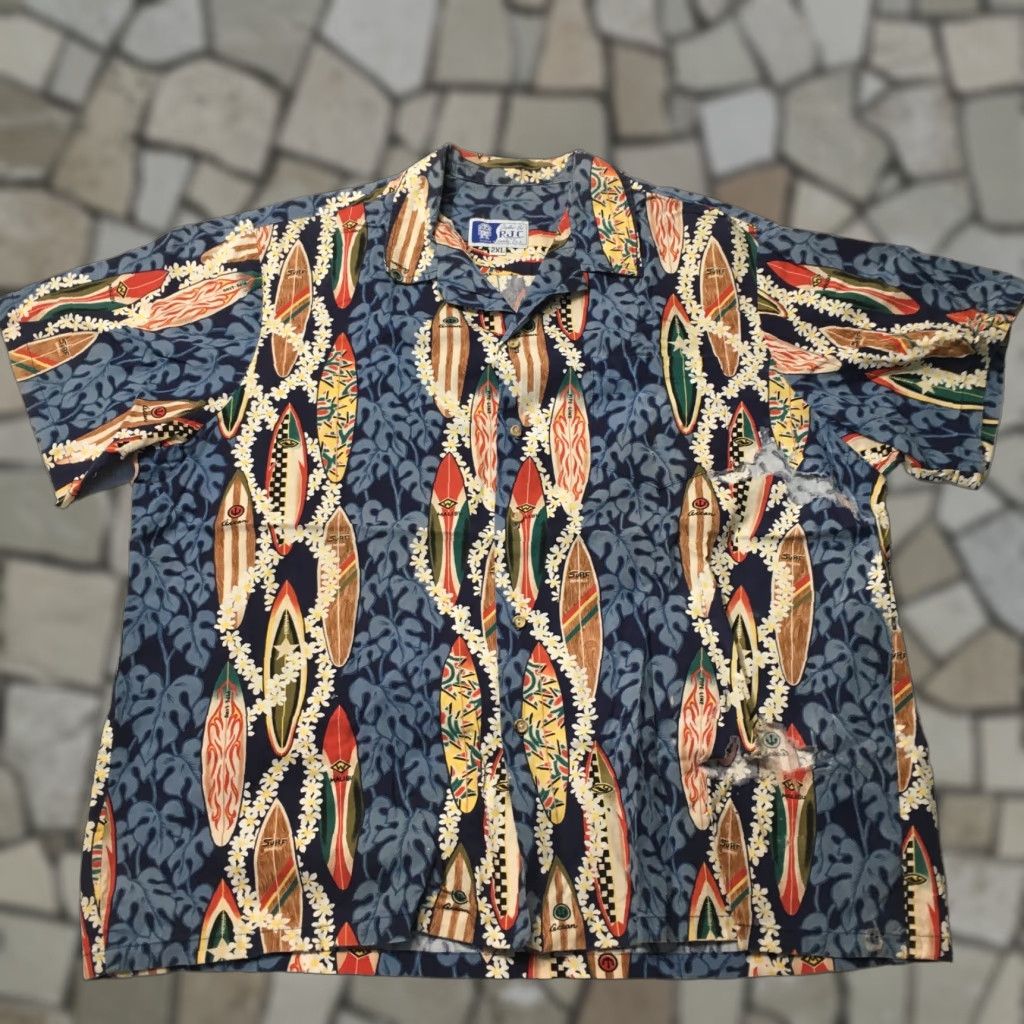 Vintage VINTAGE RJC Hawaiian Shirt Mens 2XL blue ALOHA Relax camp NEEDS REPAIRING Size US XXL / EU 58 / 5 - 1 Thumbnail