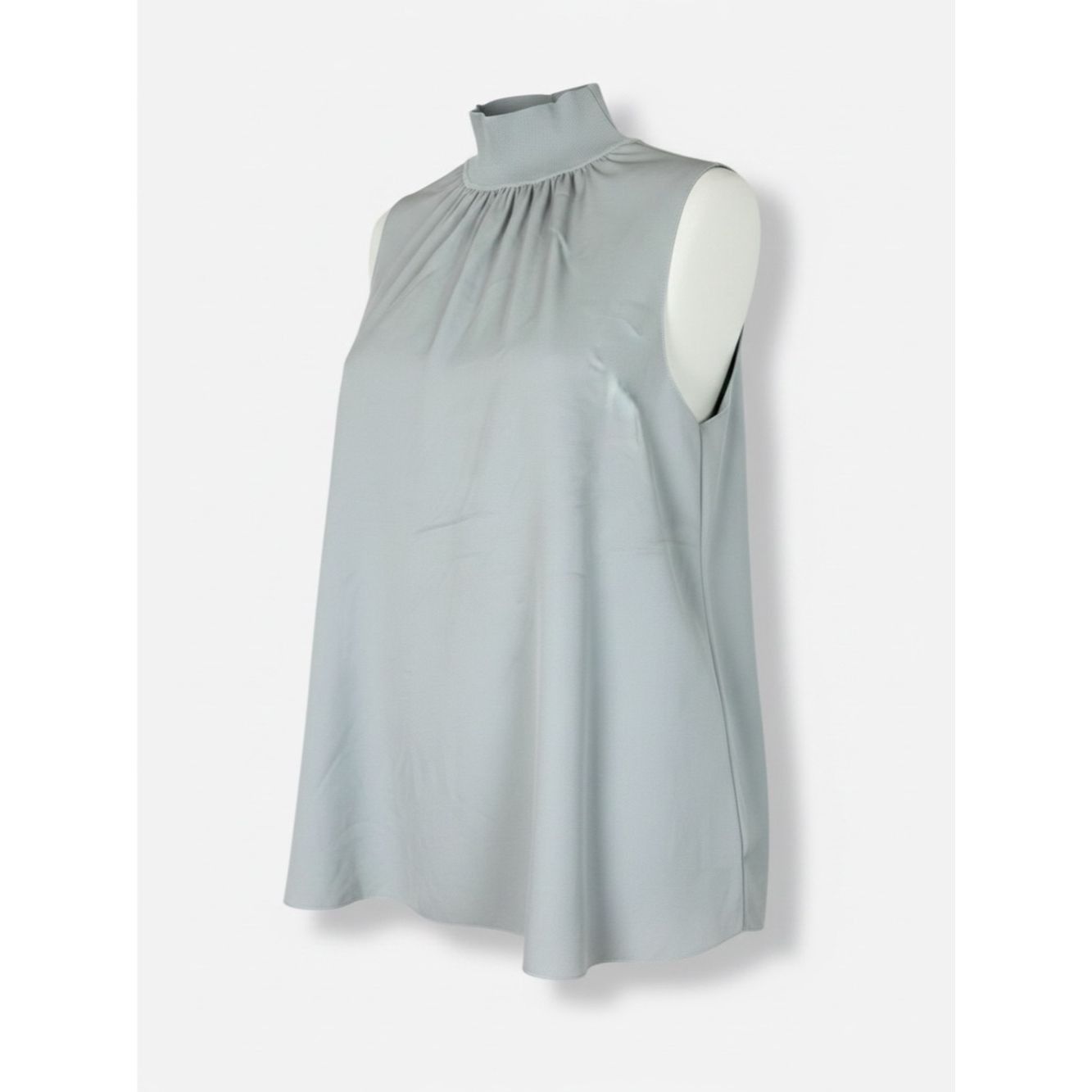 Theory New Theory Ribbed Neck Shell Silk Combo Light Grey Top Size Size M / US 6-8 / IT 42-44 - 5 Thumbnail