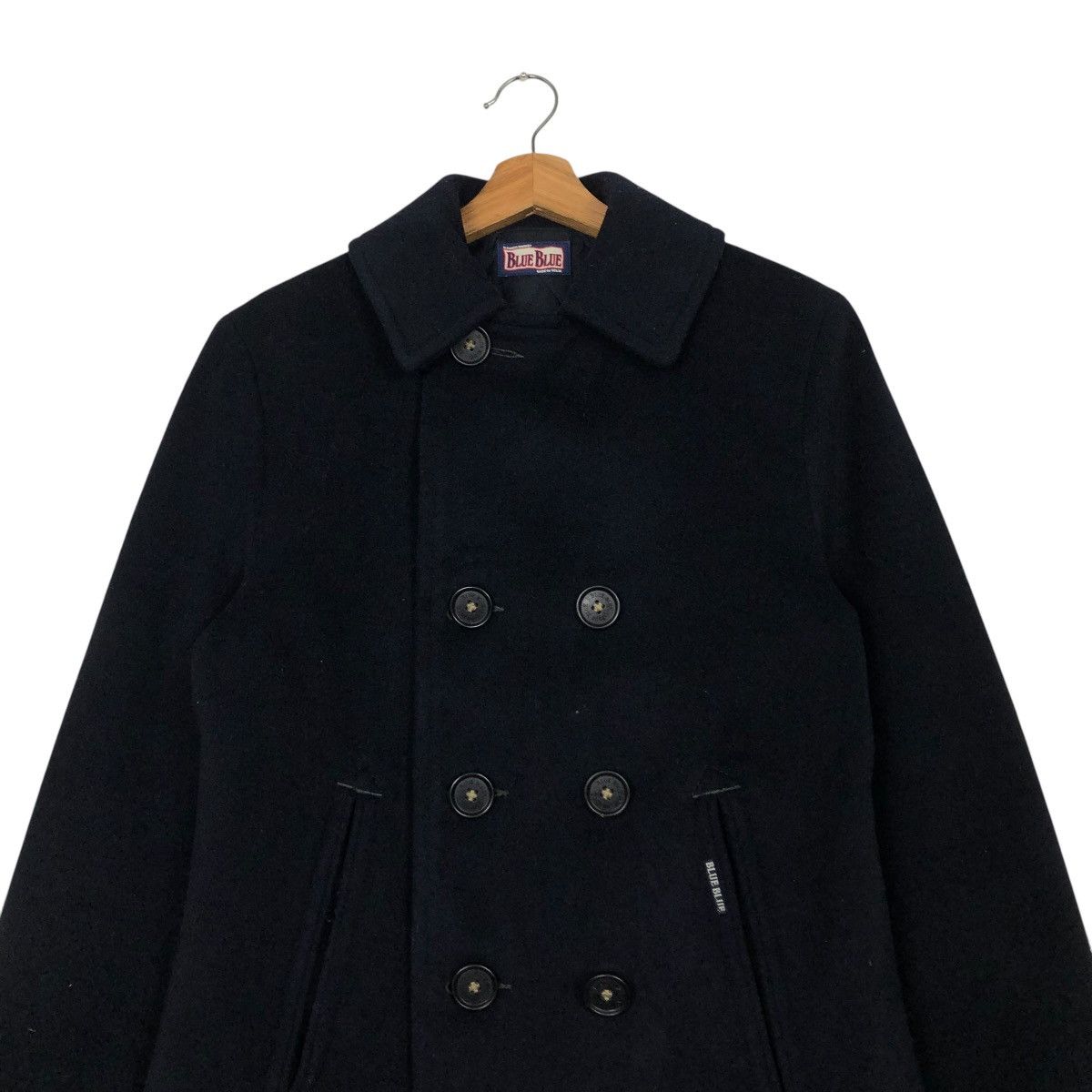 Blue Blue Japan 🔥VINTAGE WOOL PEA JACKET BLUE BLUE DOUBLE COLLAR Size US M / EU 48-50 / 2 - 12 Thumbnail