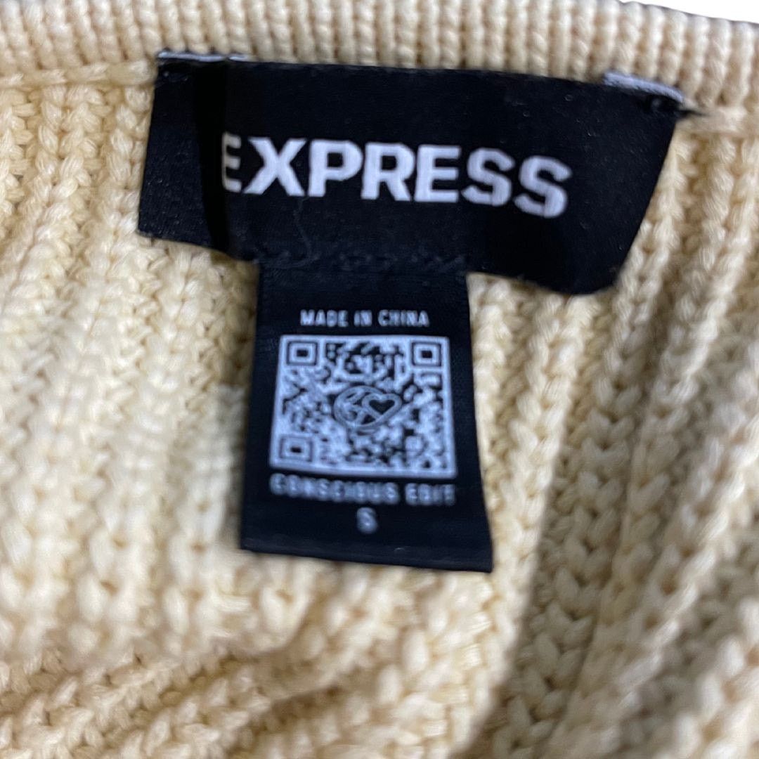 Express Butter Yellow Chunky Knit Sleeveless Sweater Top Small Boho Size S / US 4 / IT 40 - 4 Thumbnail