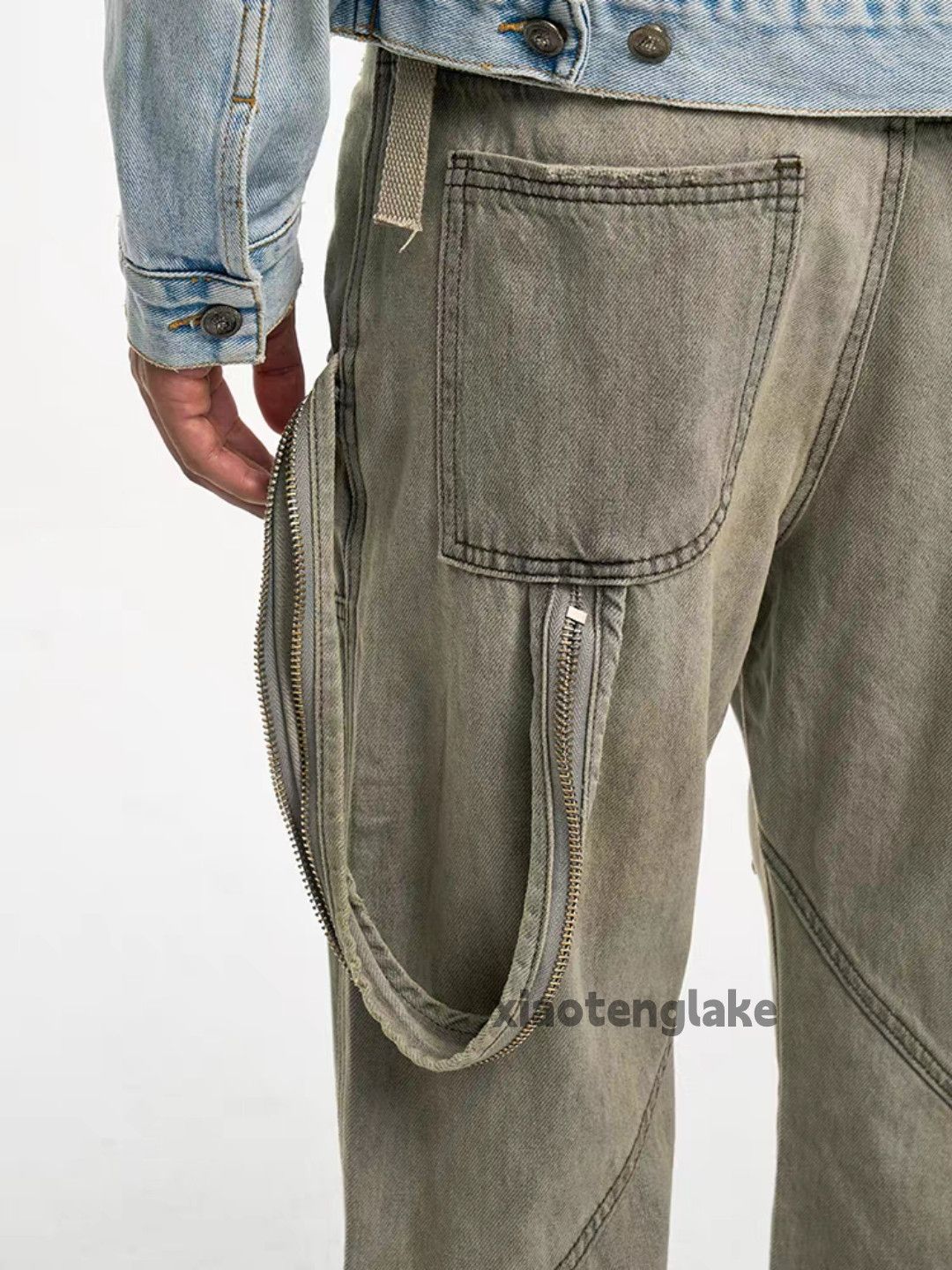 Jean Unisex washed faded loose baggy hiphop punk jeans Size US 34 / EU 50 - 7 Thumbnail