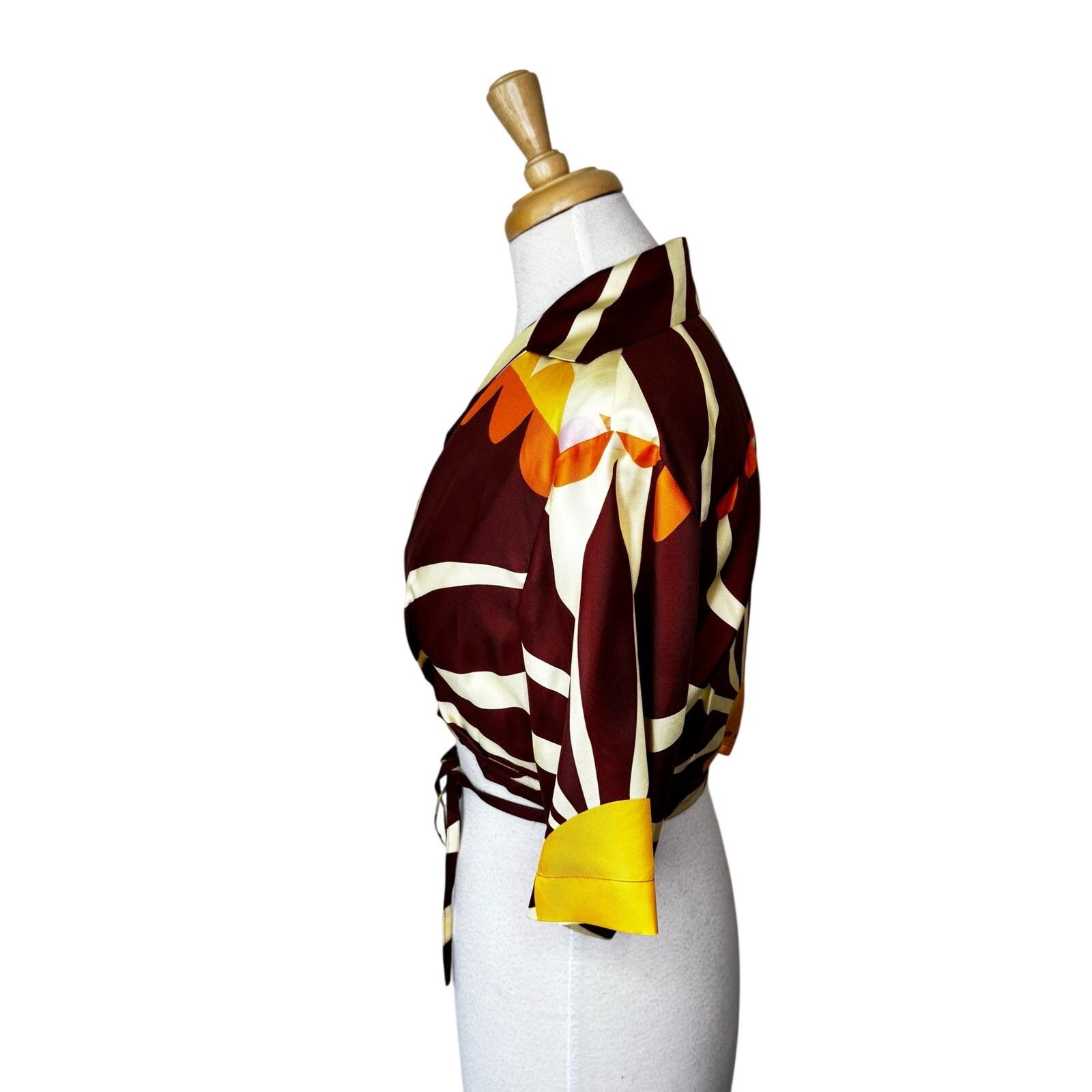 Sandro SANDRO x Louis Barthlemy Assia Silk Cropped Wrap Top Size XS / US 0-2 / IT 36-38 - 4 Thumbnail