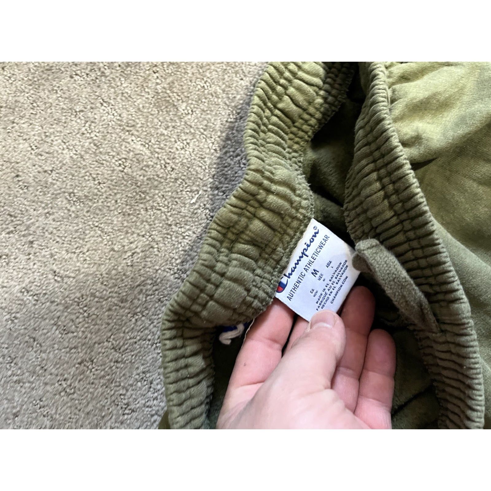 Champion Champion Sweatpants Men’s Medium Authentic Straight Pocket Logo Green Cotton Pants Regular Slit Pocket Logo Football Sports Modern Mens Size US 31 - 5 Thumbnail