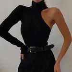 Japanese Brand Black Bodysuit Ladies Skinny Size ONE SIZE - 3 Thumbnail