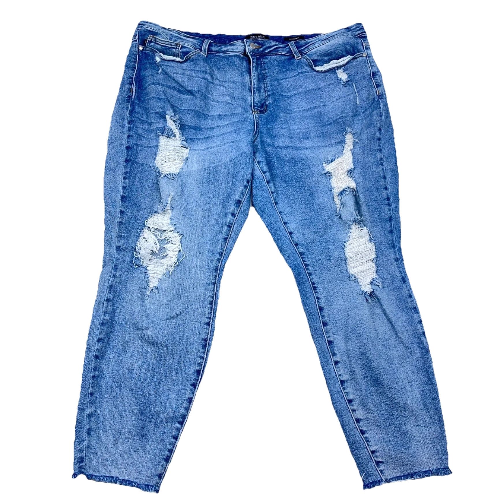 Vintage Judy Blue Jeans Women 24W Skinny Fit Med Wash Faded Pants Button Fly Plus A73 Jeans Size 42" / US 20 - 2 Thumbnail