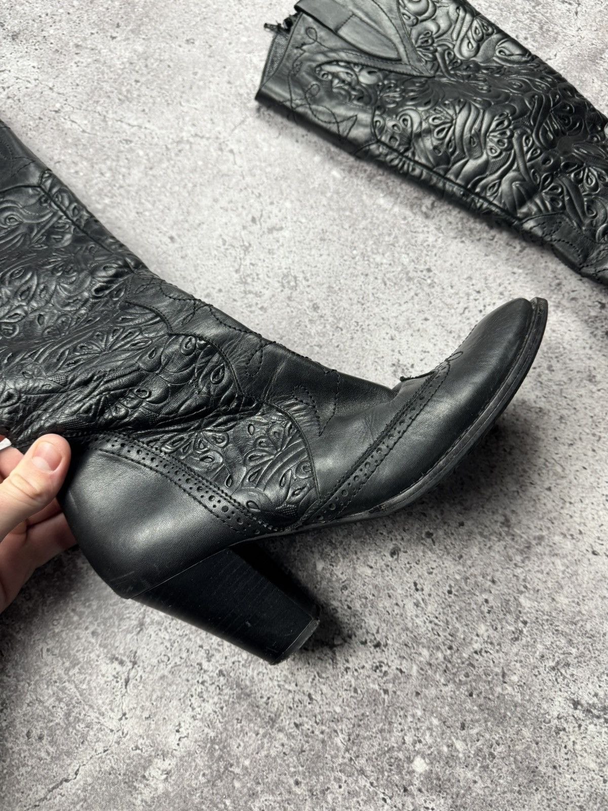 If Six Was Nine Vintage AS 98 Heel Rick Owens Style Western Leather Bots Y2K Size US 9 / IT 39 - 11 Thumbnail