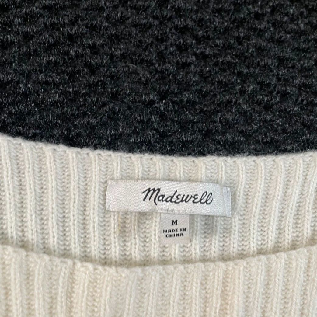 Madewell Madewell Cream Ribbed Knit Square Neckline Sweater Women Size Medium Size M / US 6-8 / IT 42-44 - 2 Thumbnail