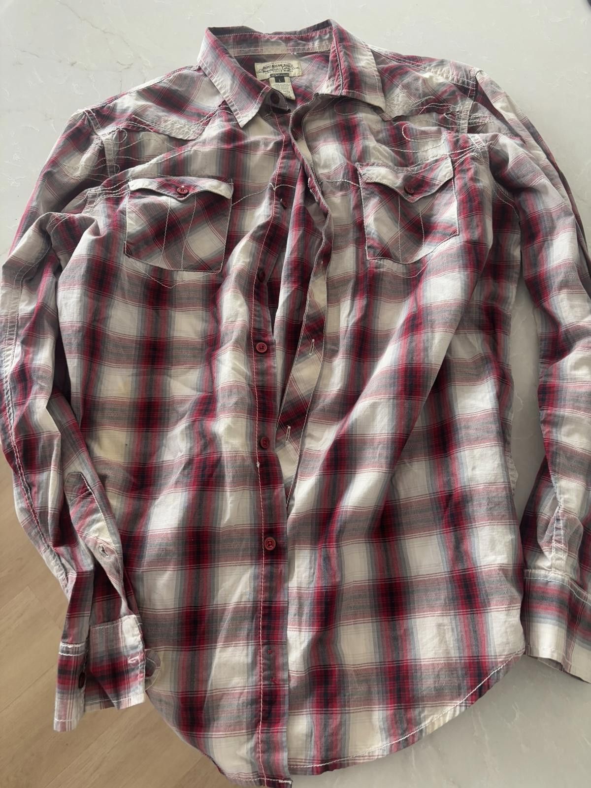 American Rag Men's Casual Plaid Shirt Large lot of